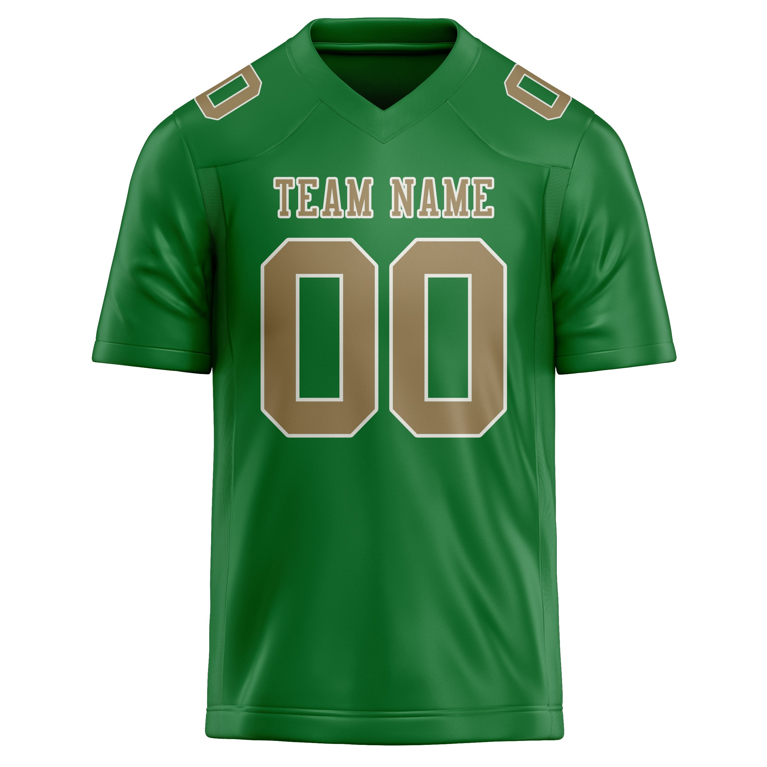 Custom Emerald Green Light Khaki Football Jersey