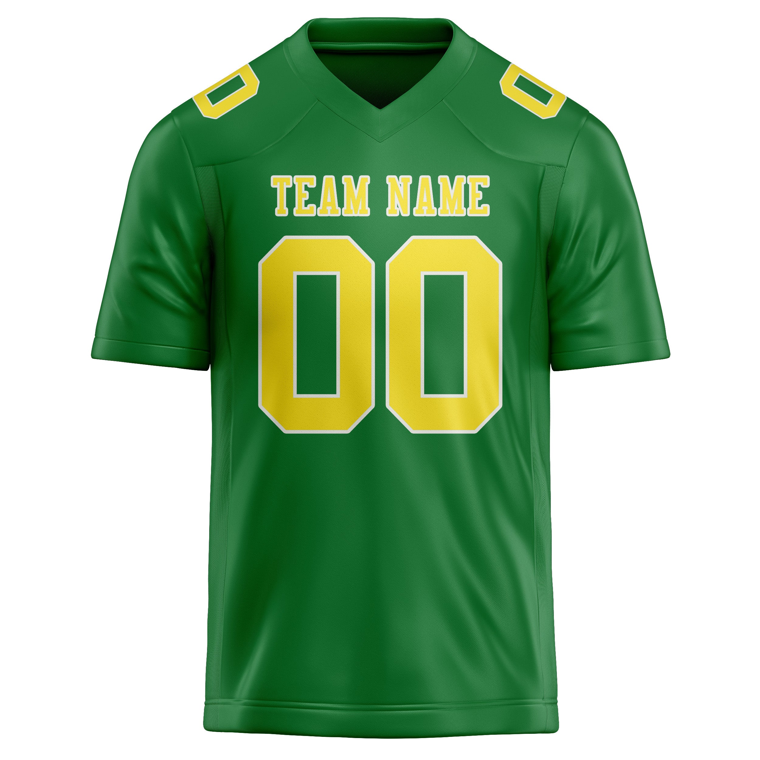 Custom Emerald Green Light Yellow Football Jersey