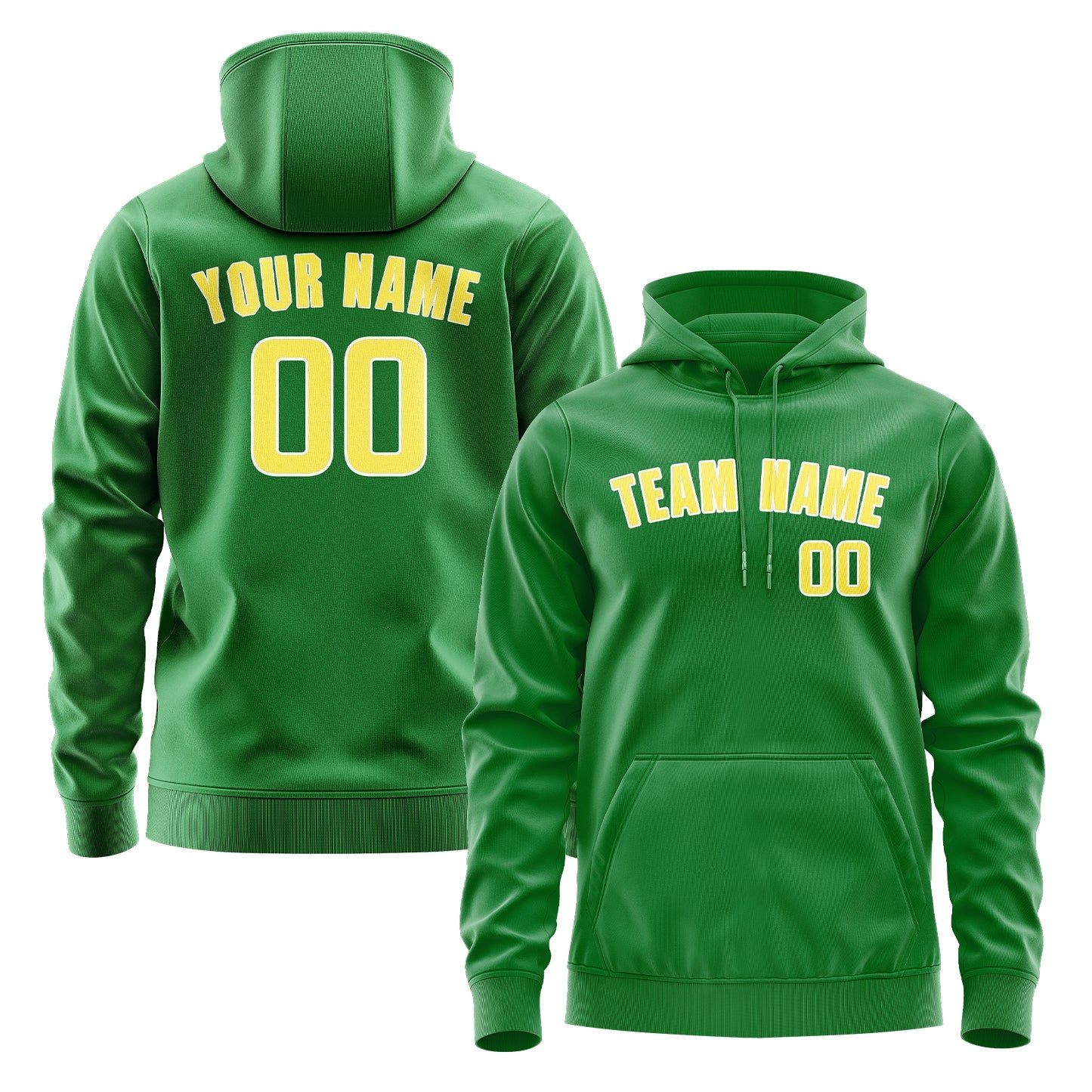 Custom Emerald Green Light Yellow Hoodie