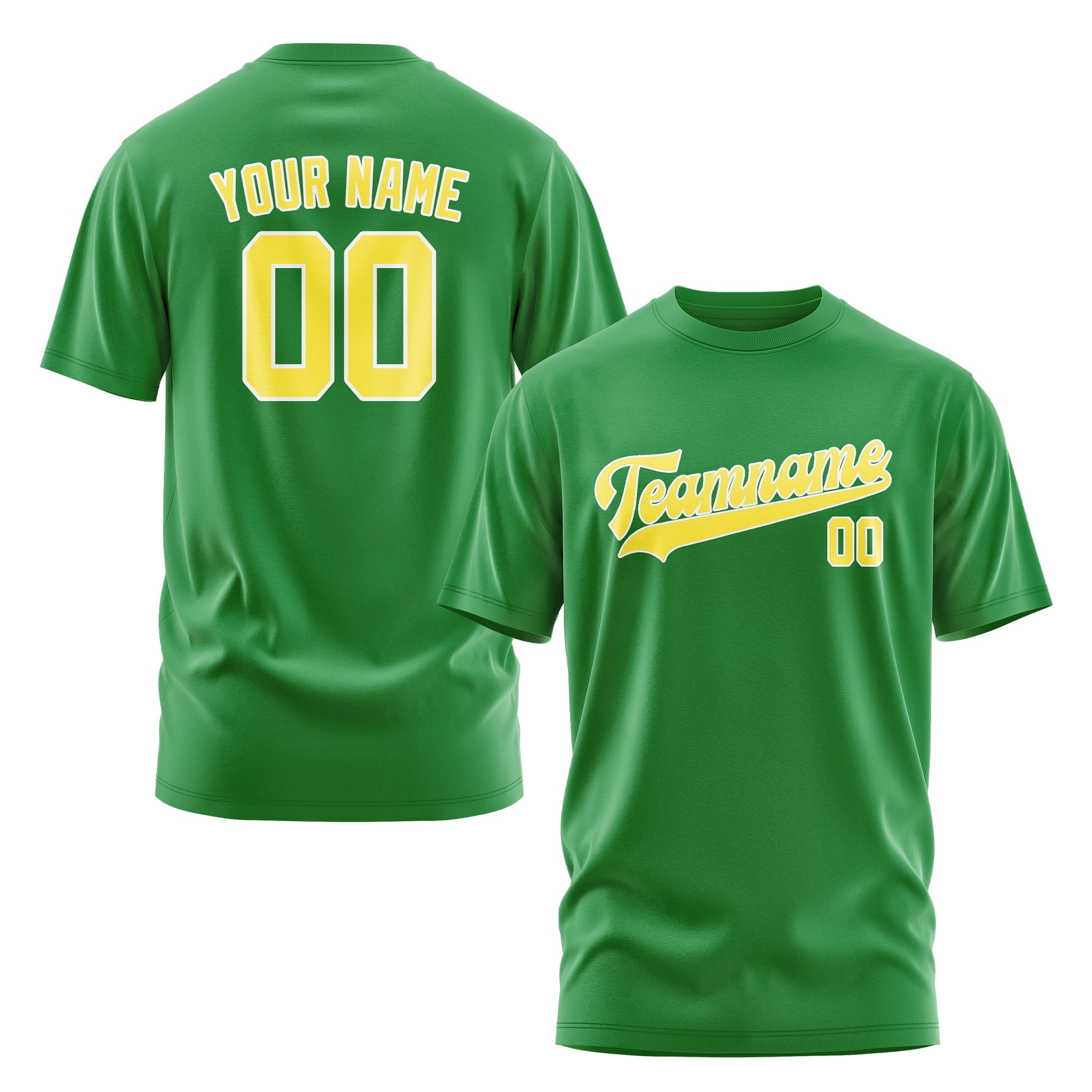 Custom Emerald Green Light Yellow T-Shirt