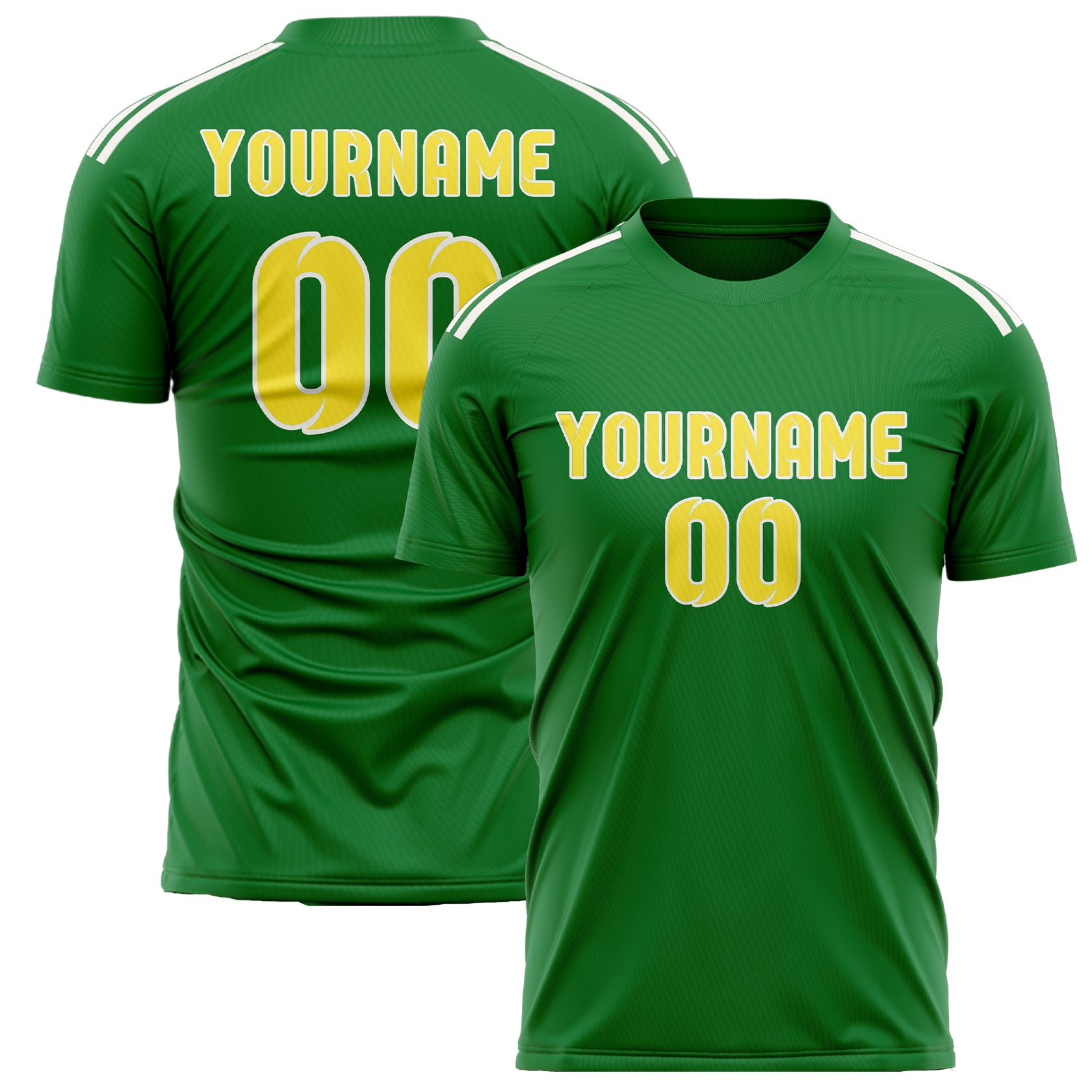 Custom Emerald Green Light Yellow Soccer Jersey