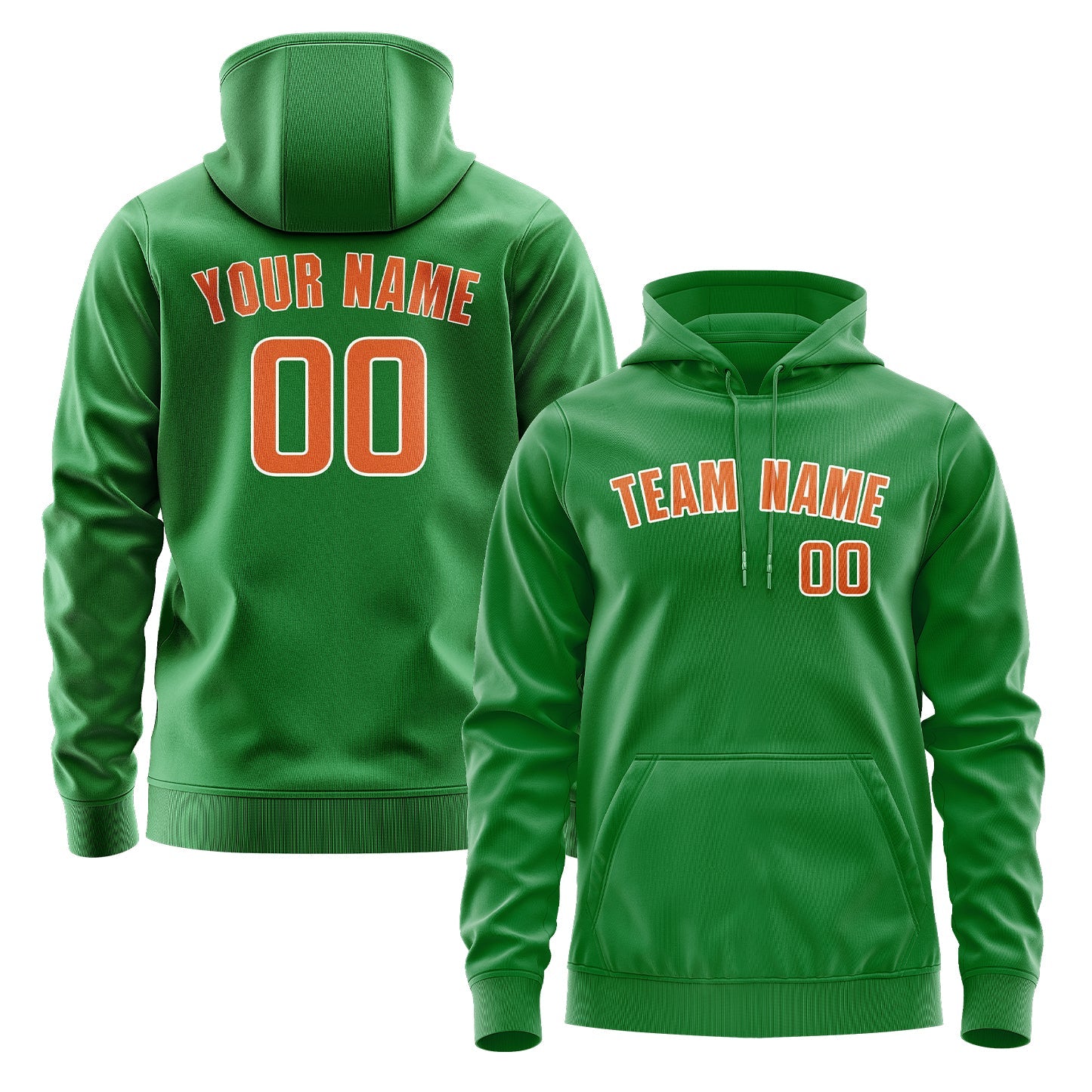 Custom Emerald Green Orange Hoodie