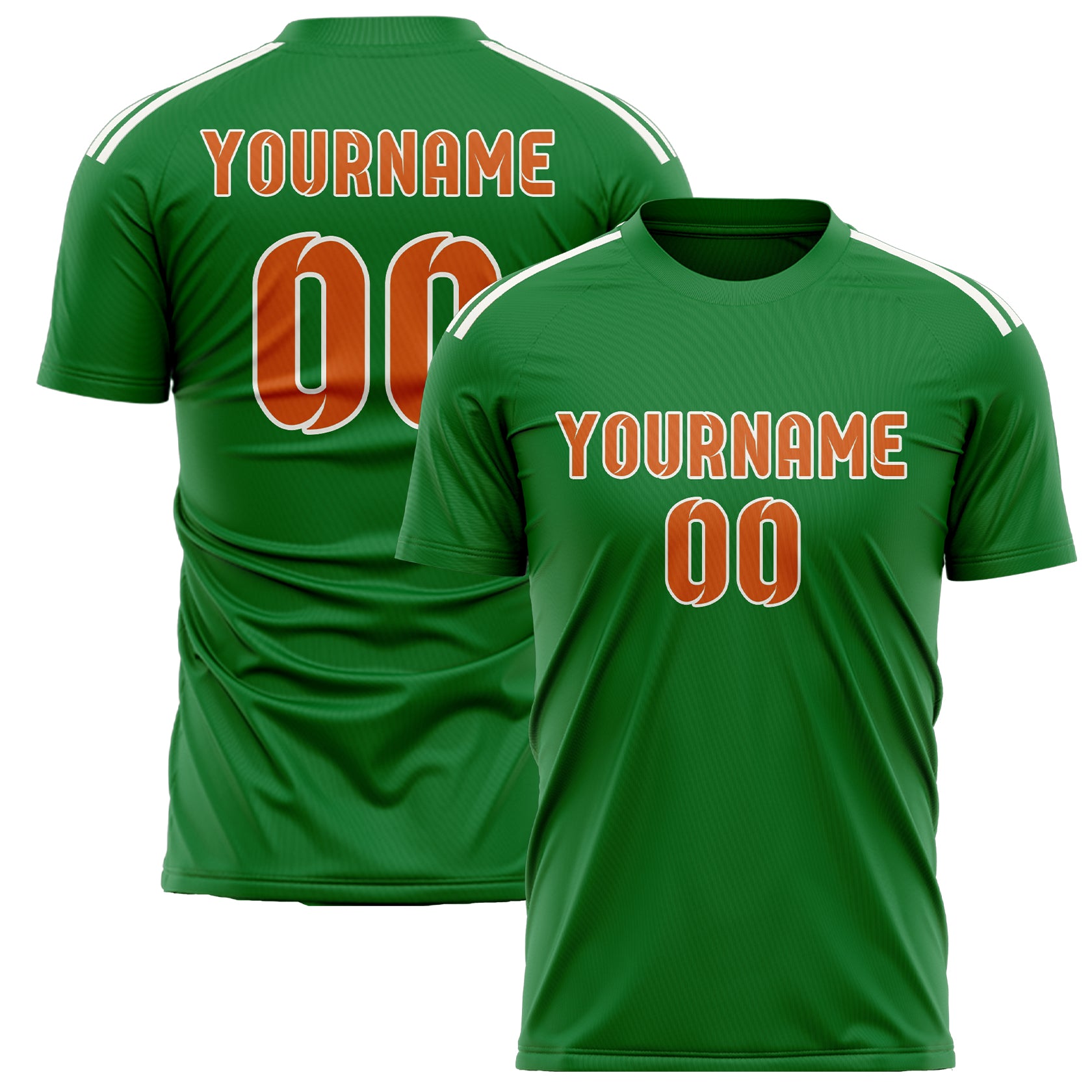Custom Emerald Green Orange Soccer Jersey