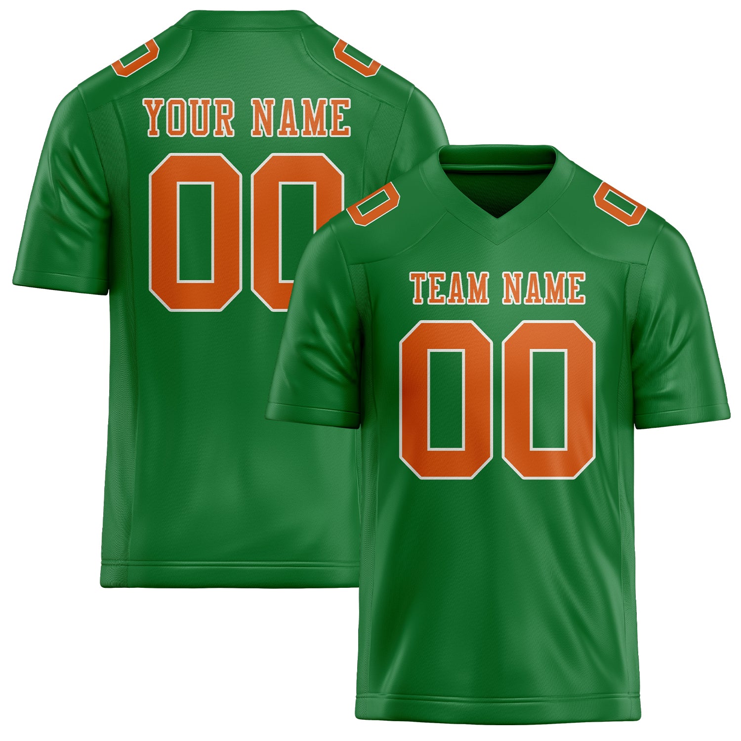 Custom Emerald Green Orange Football Jersey