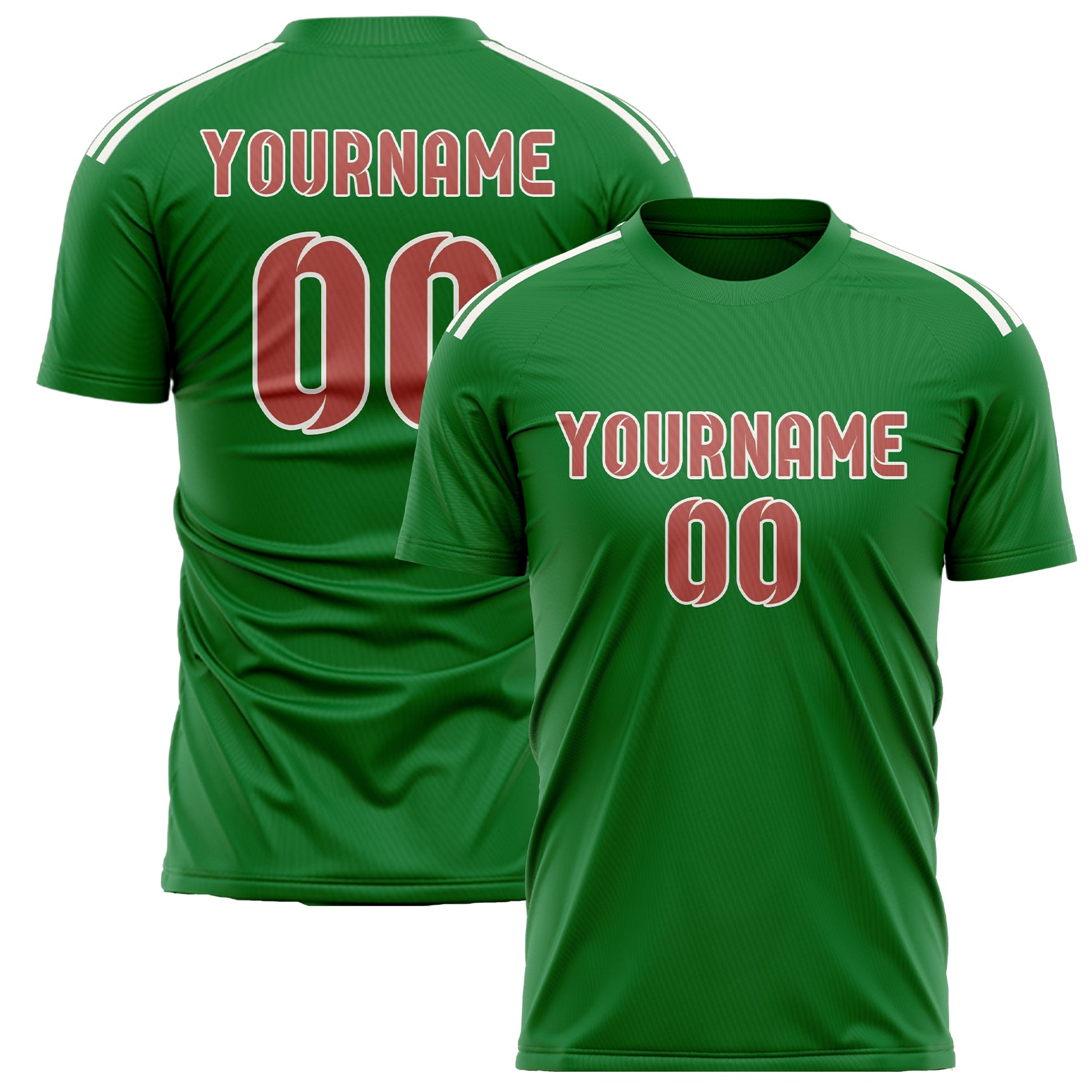 Custom Emerald Green Copper Rose Soccer Jersey