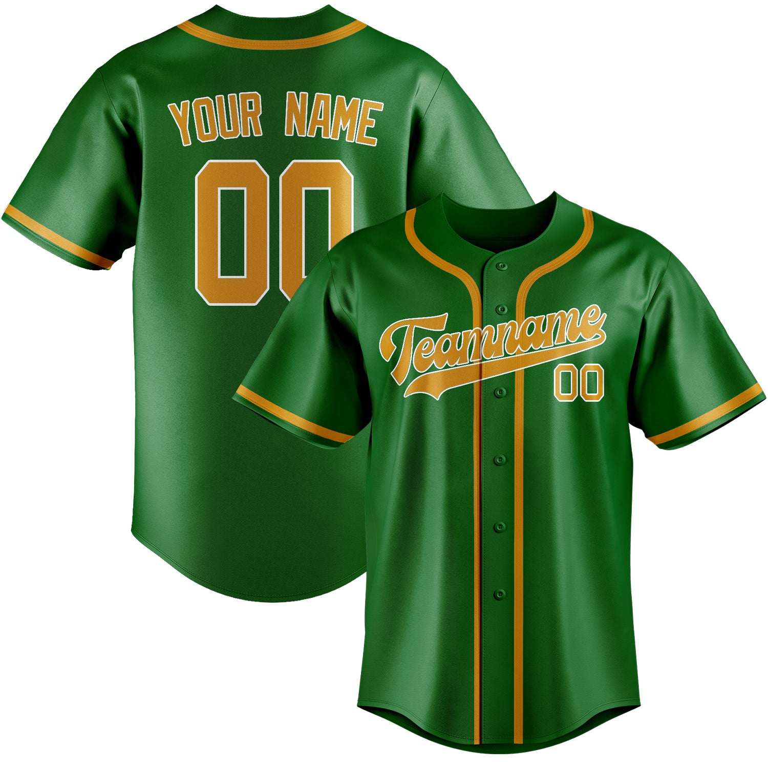 Custom Emerald Green Yellow Baseball Jersey