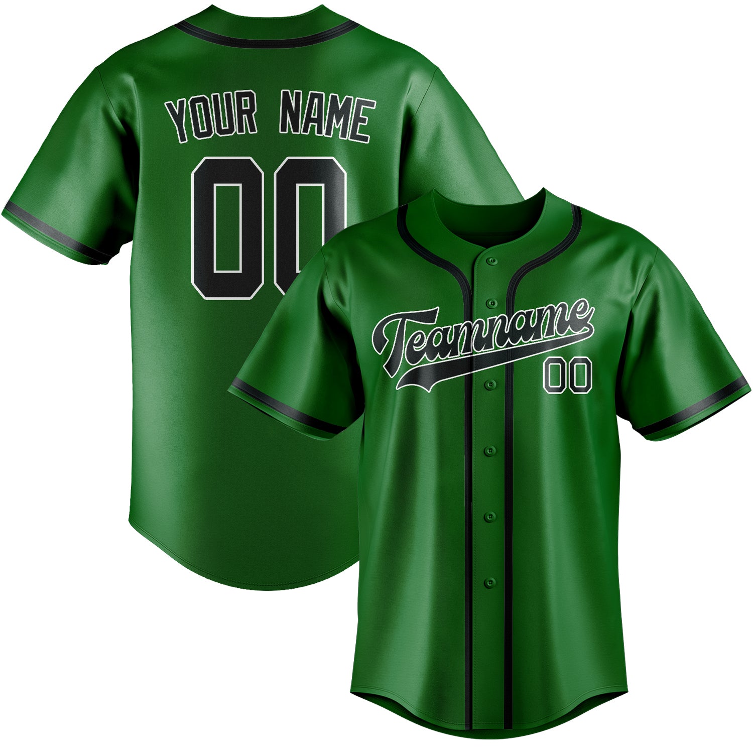 Custom Emerald Green Dark Grey Baseball Jersey