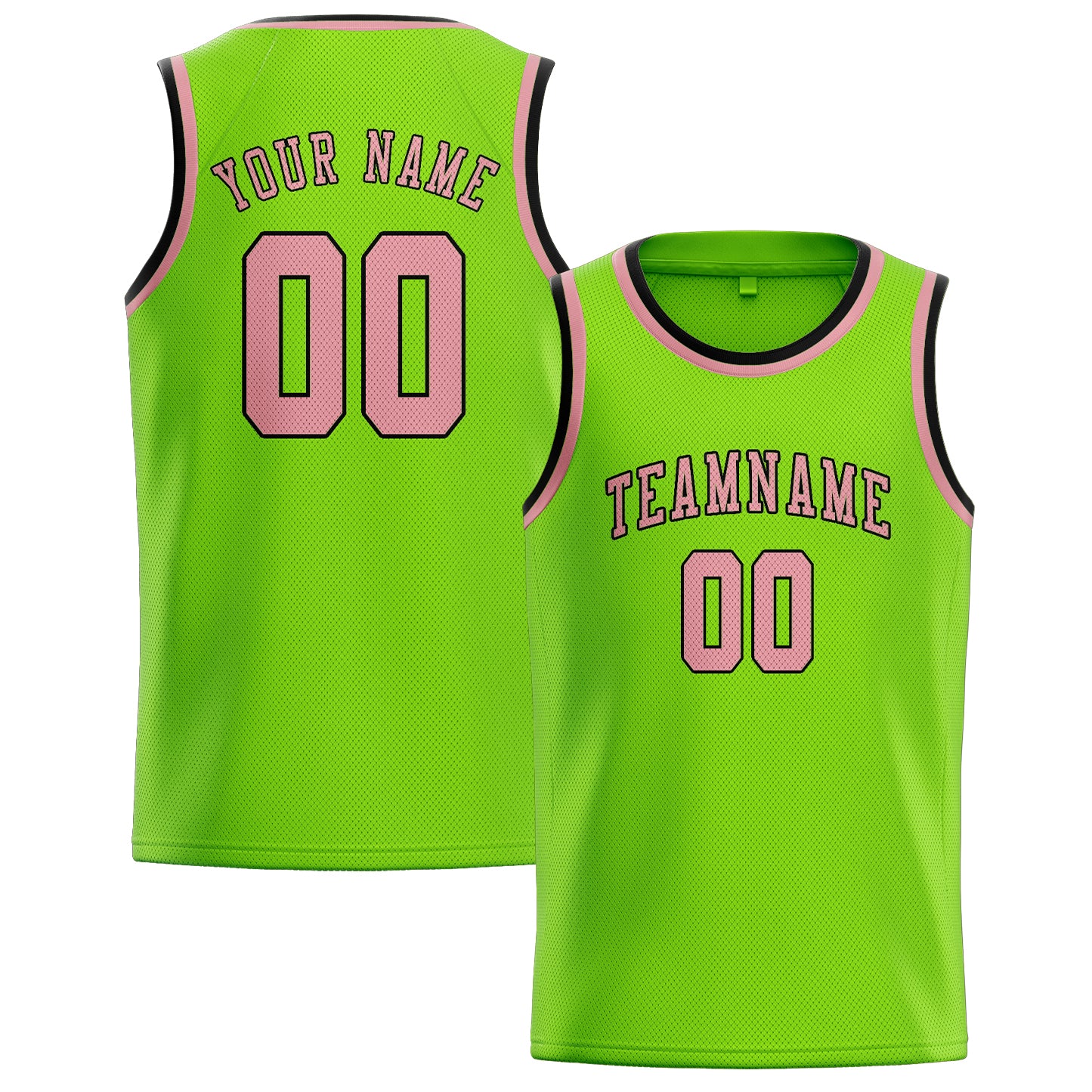 Custom Emerald Green Light Pink Basketball Jersey