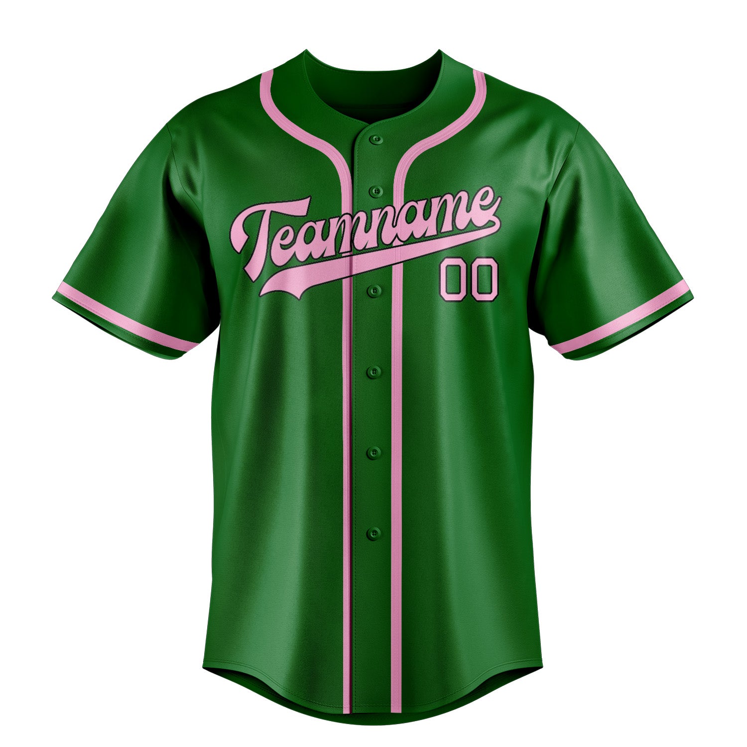 Custom Emerald Green Light Pink Baseball Jersey