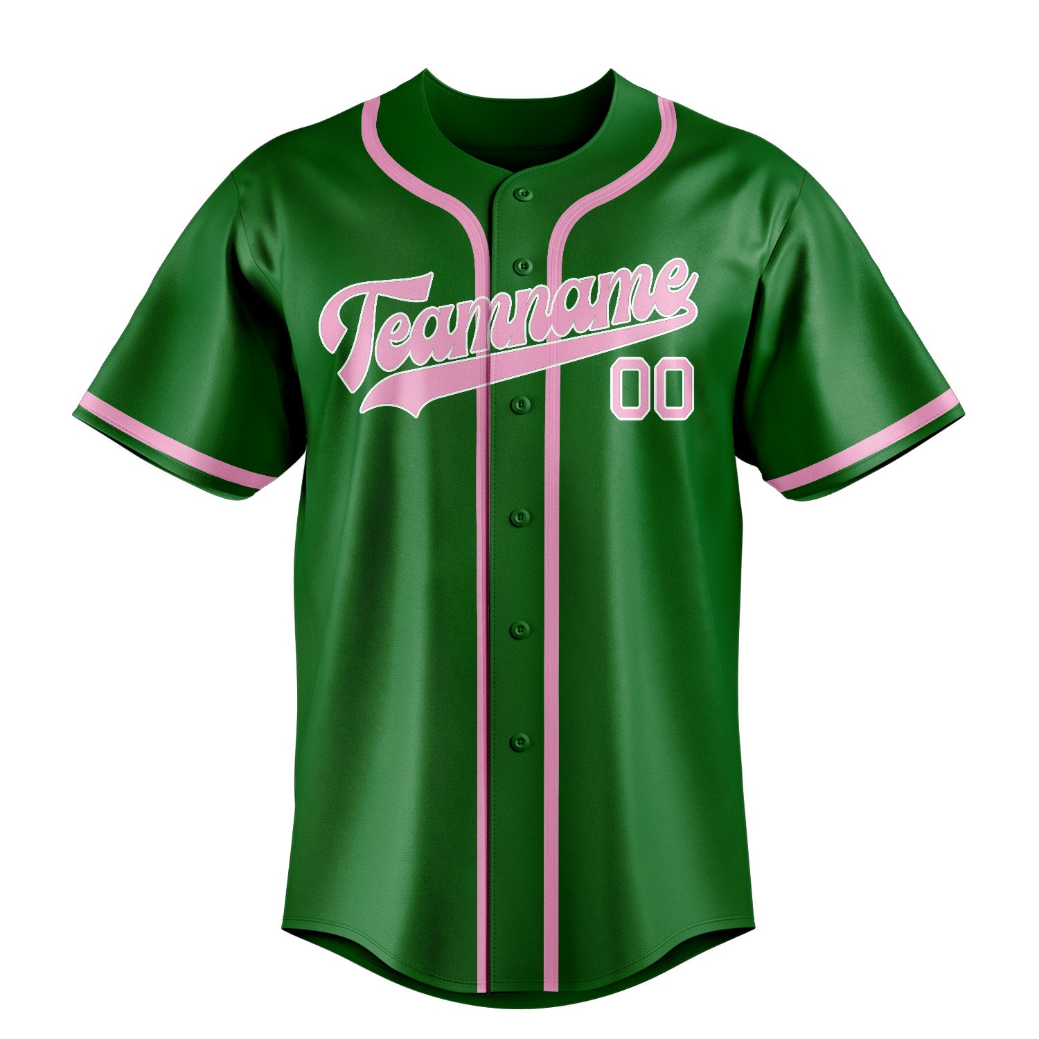 Custom Emerald Green Light Pink Baseball Jersey