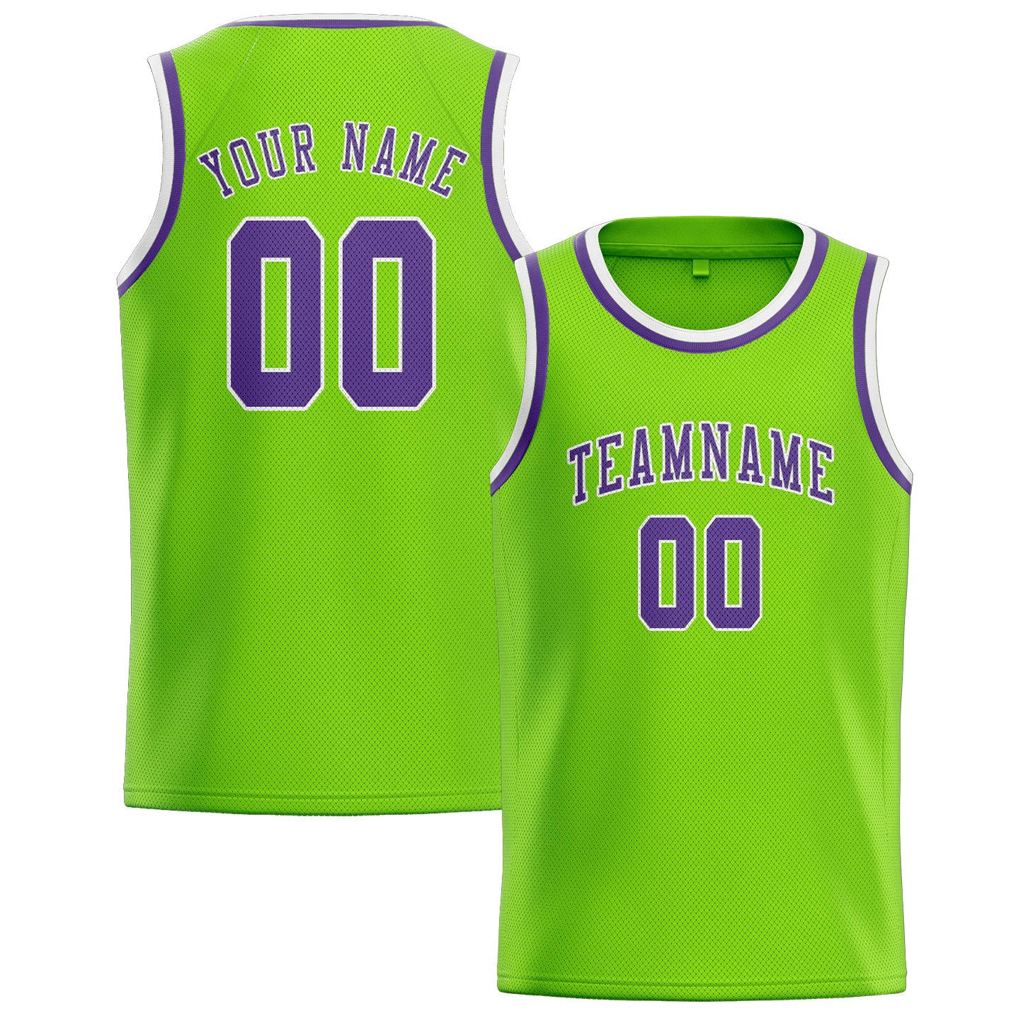 Custom Emerald Green Light Purple Basketball Jersey