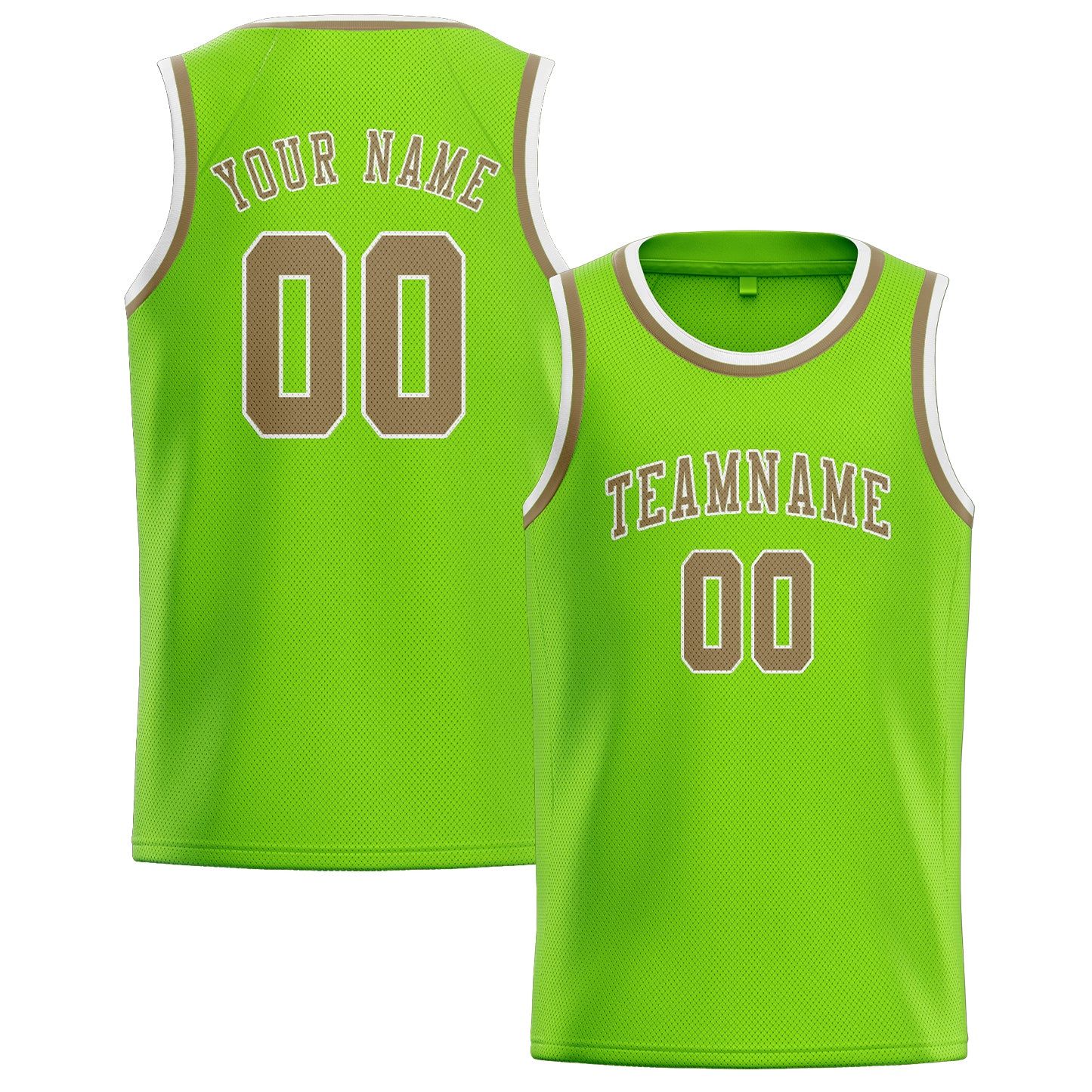 Custom Emerald Green Light Khaki Basketball Jersey