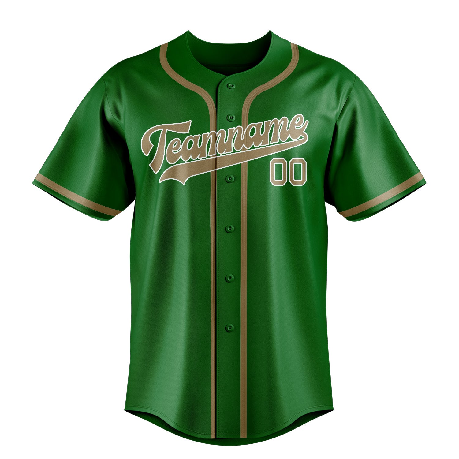 Custom Emerald Green Light Khaki Baseball Jersey