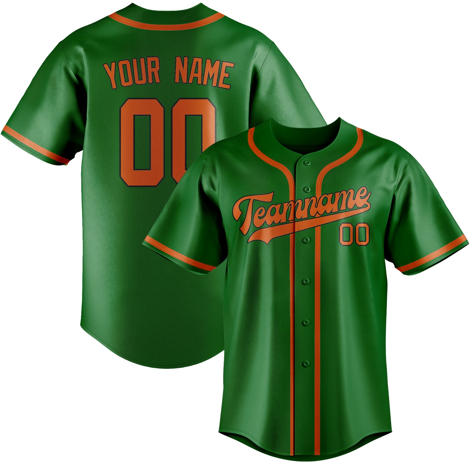 Custom Emerald Green Orange Baseball Jersey