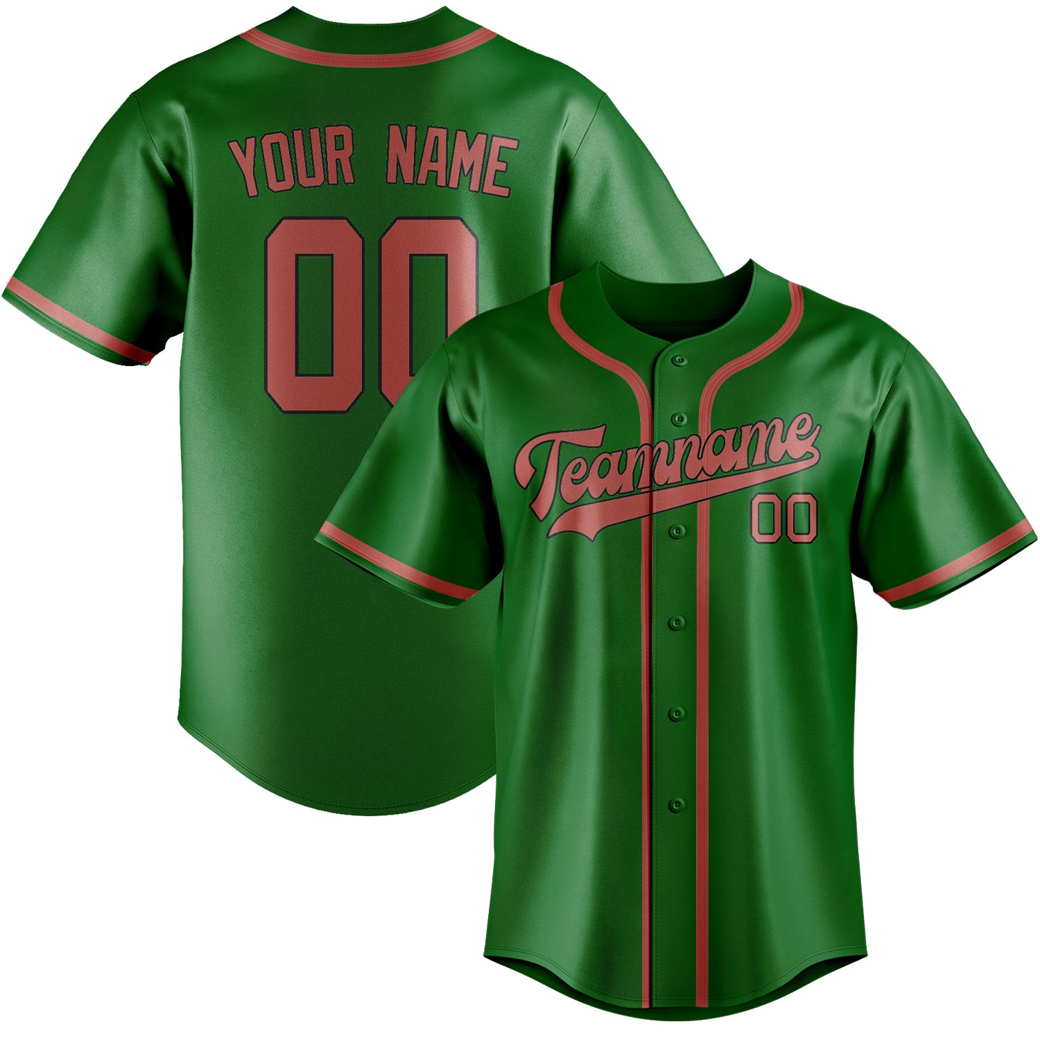 Custom Emerald Green Copper Rose Baseball Jersey