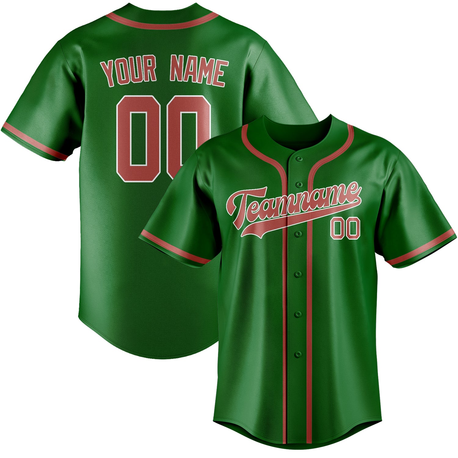 Custom Emerald Green Copper Rose Baseball Jersey