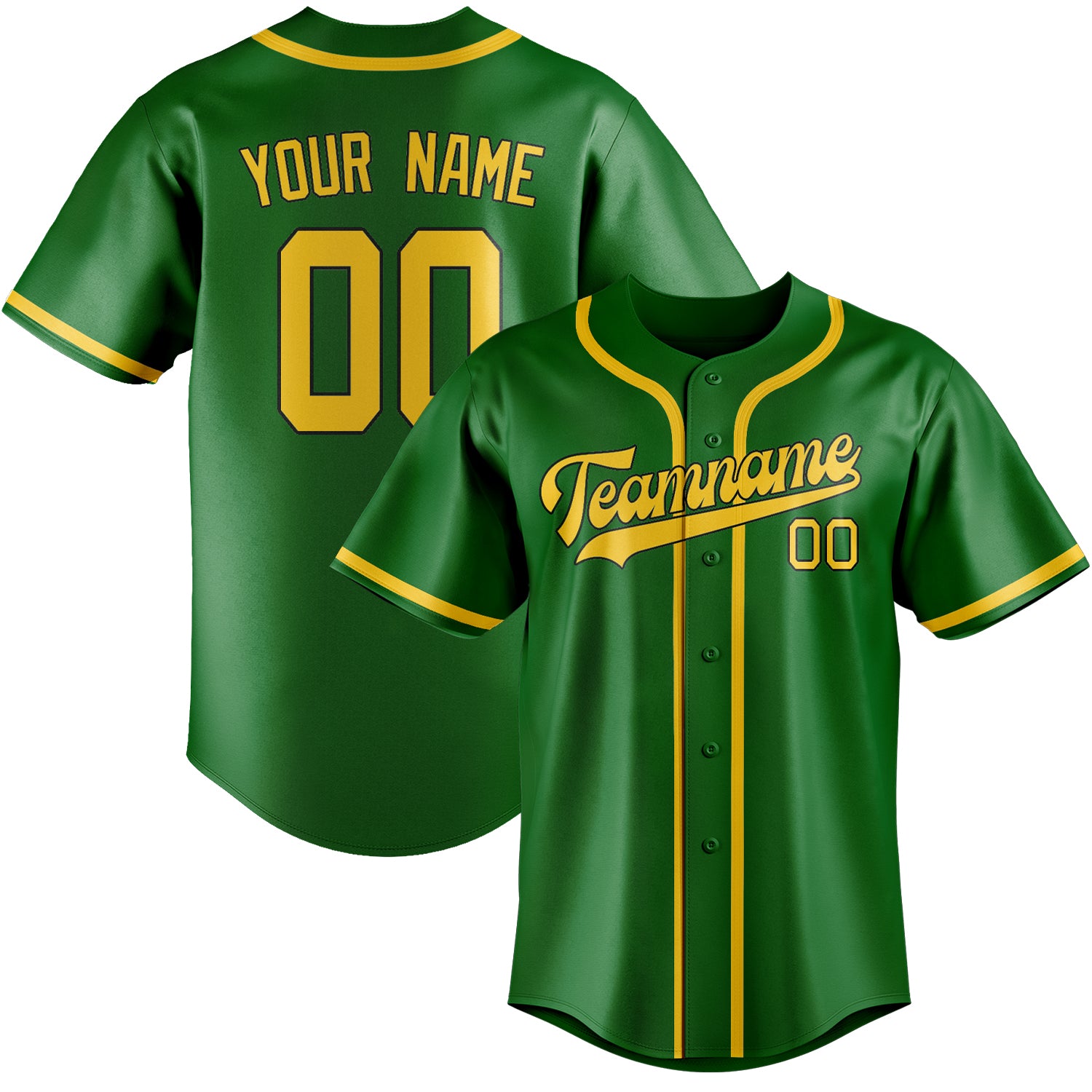 Custom Emerald Green Gold Baseball Jersey