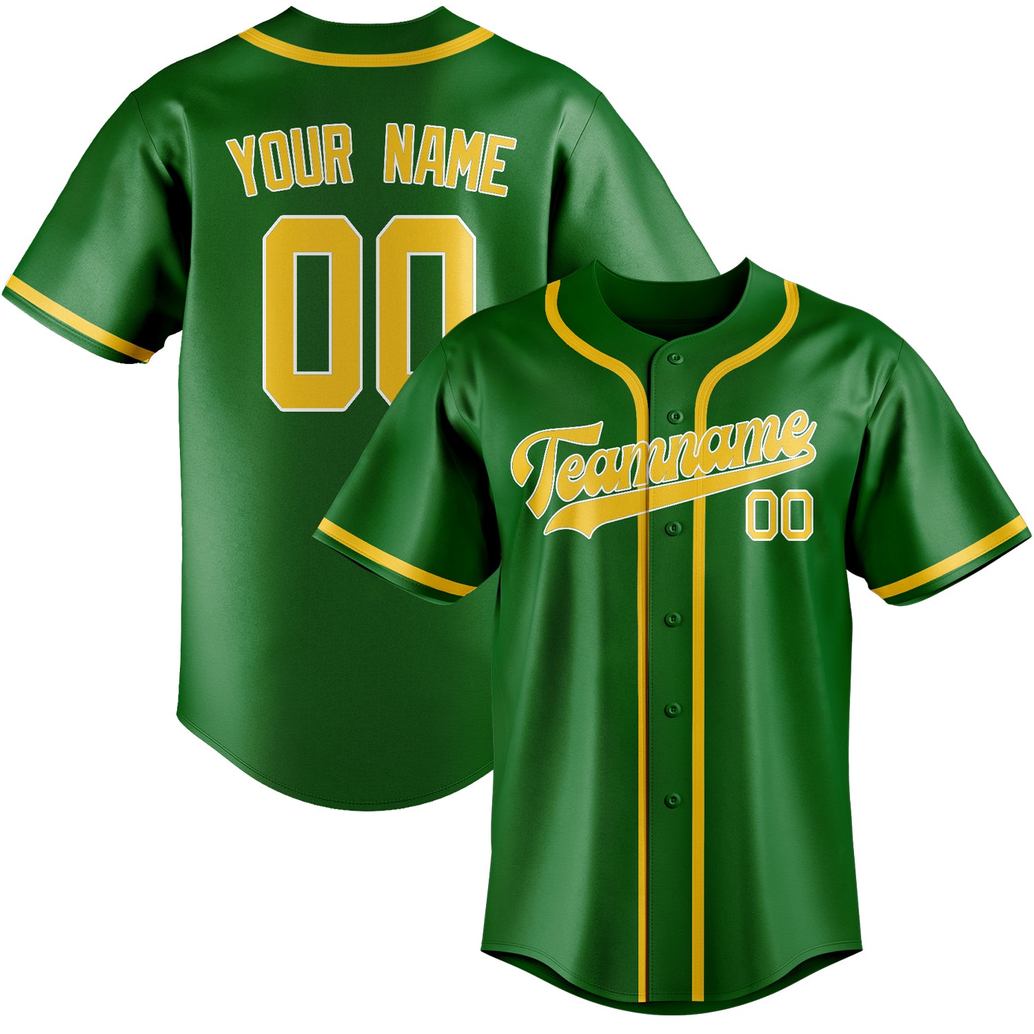 Custom Emerald Green Gold Baseball Jersey