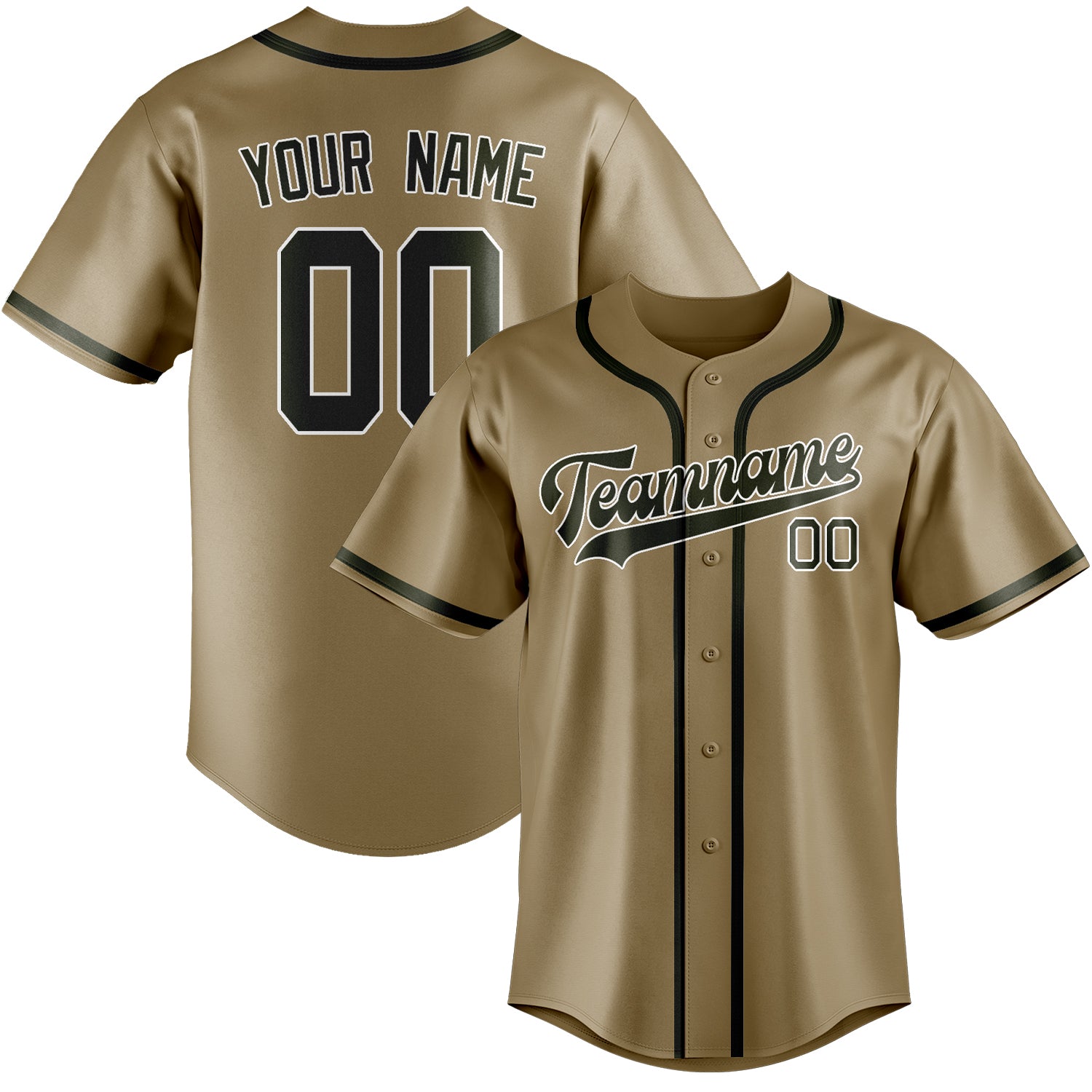 Custom Light Khaki Olive Baseball Jersey