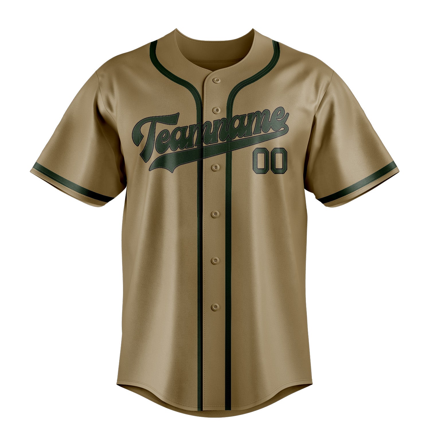Custom Light Khaki Dark Green Baseball Jersey