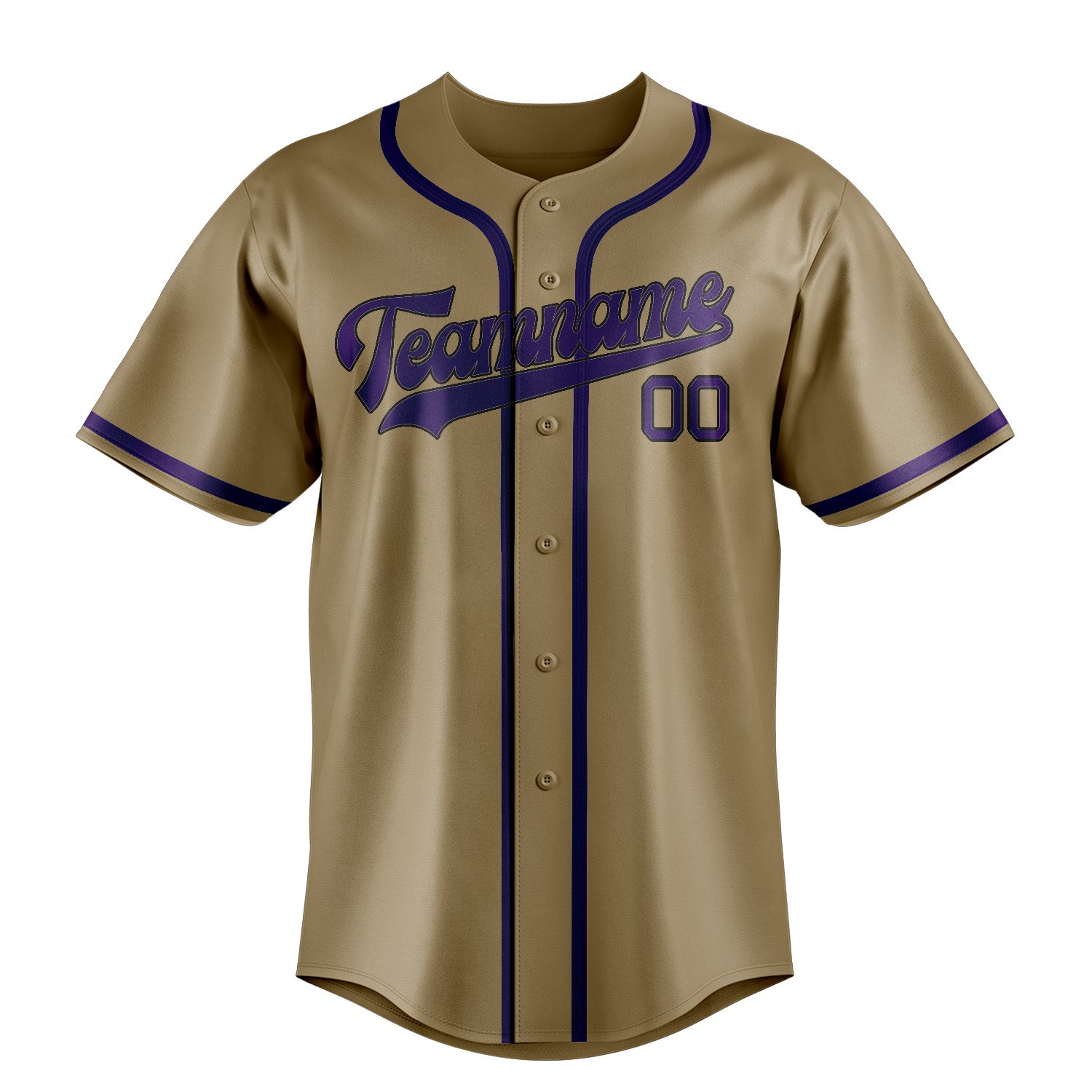 Custom Light Khaki Purple Baseball Jersey