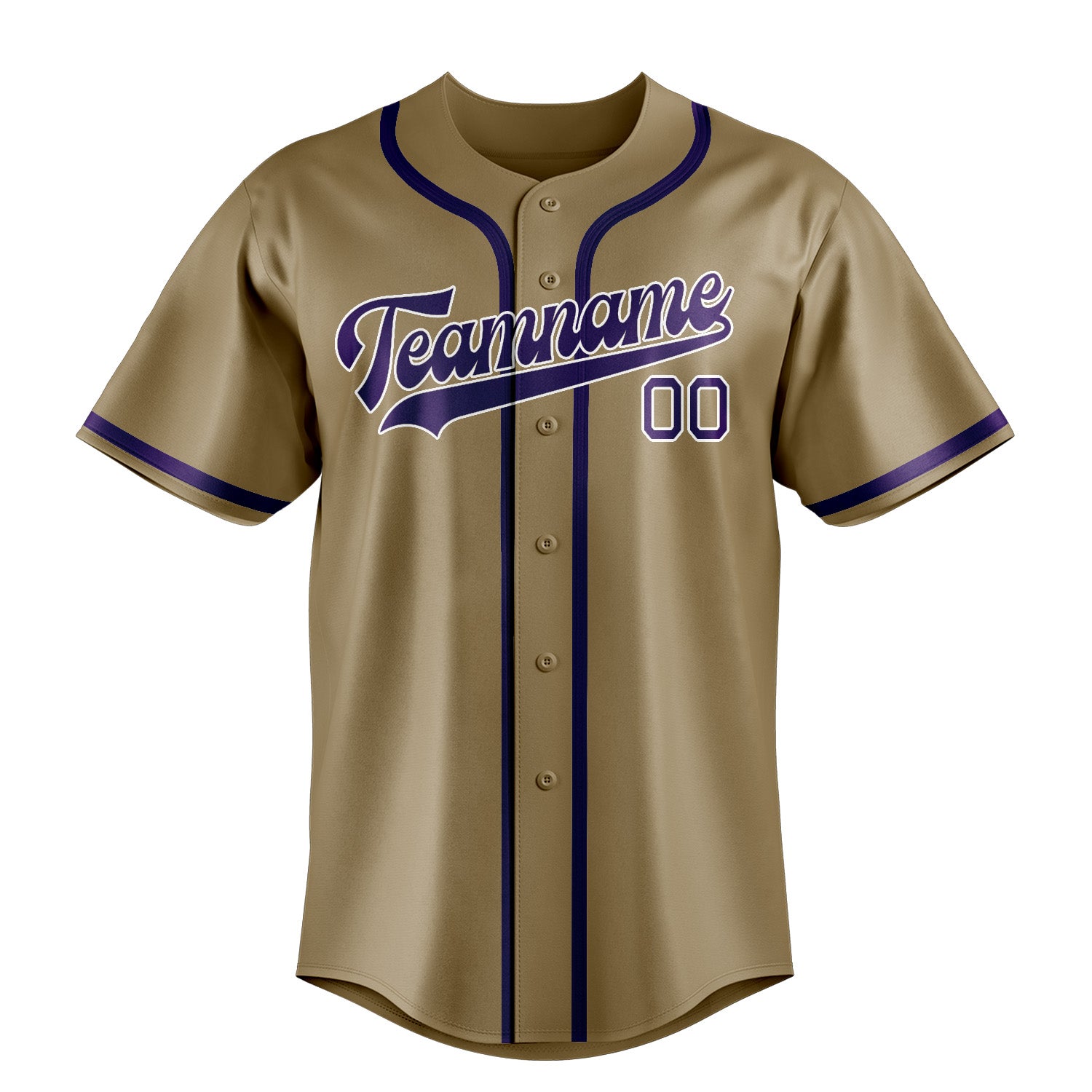 Custom Light Khaki Purple Baseball Jersey