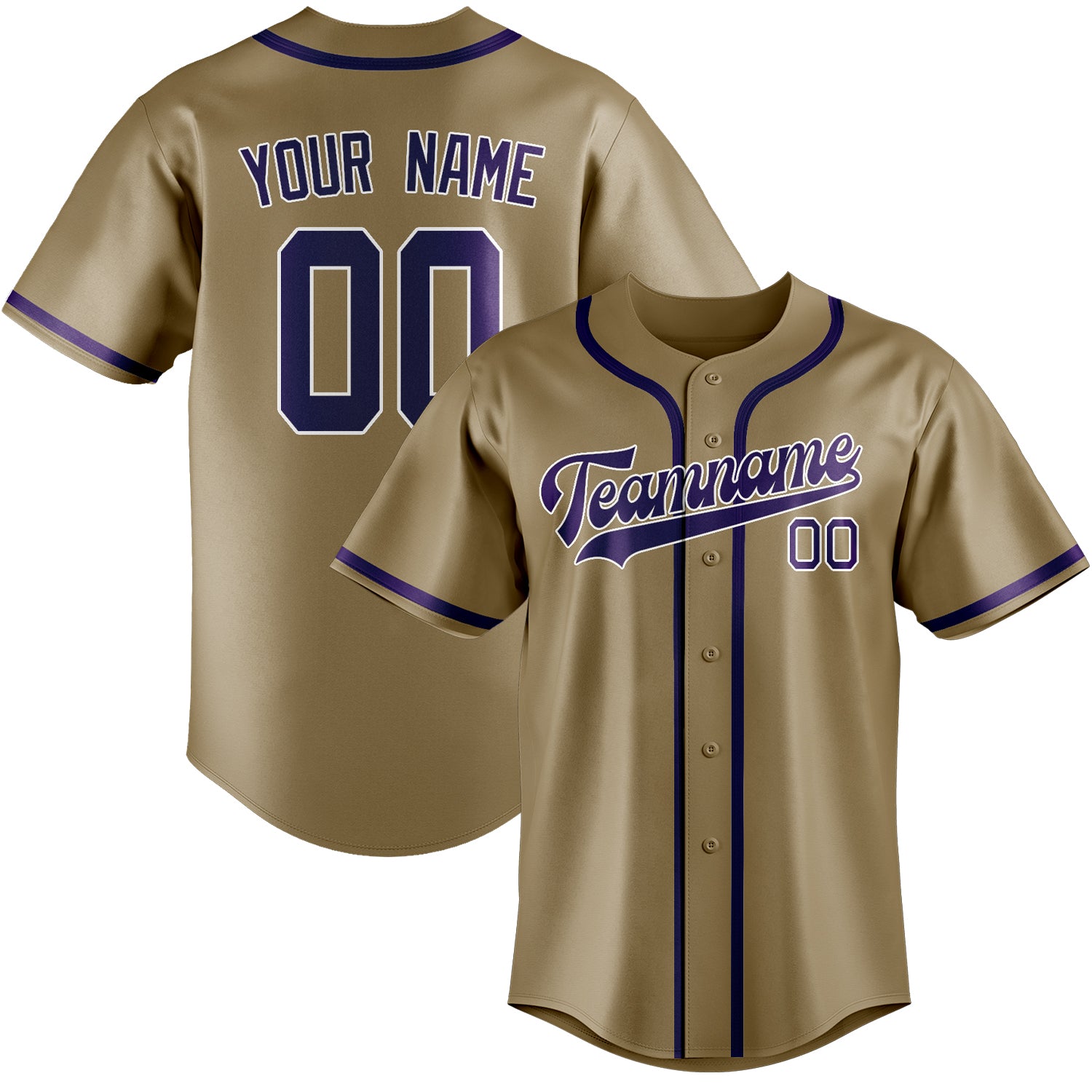 Custom Light Khaki Purple Baseball Jersey