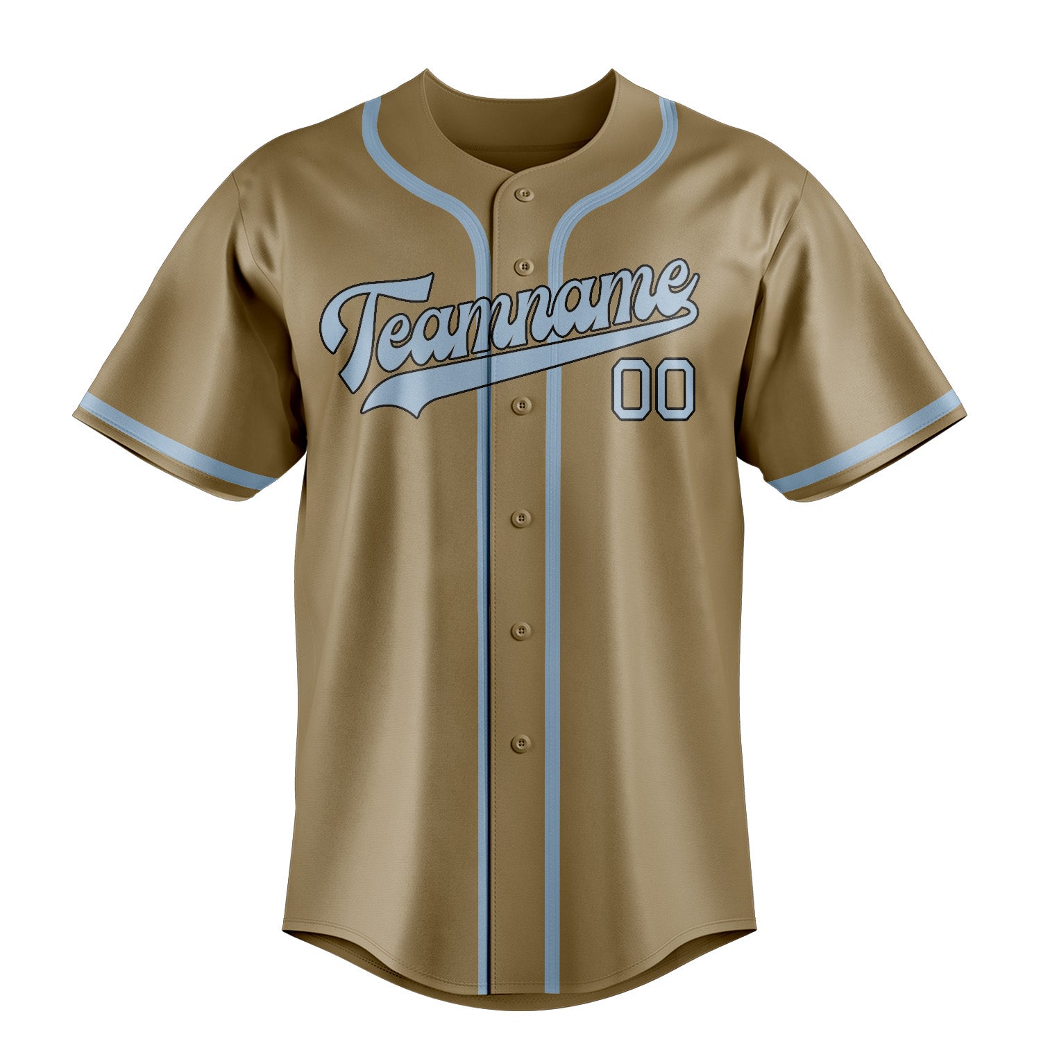 Custom Light Khaki Light Blue Baseball Jersey
