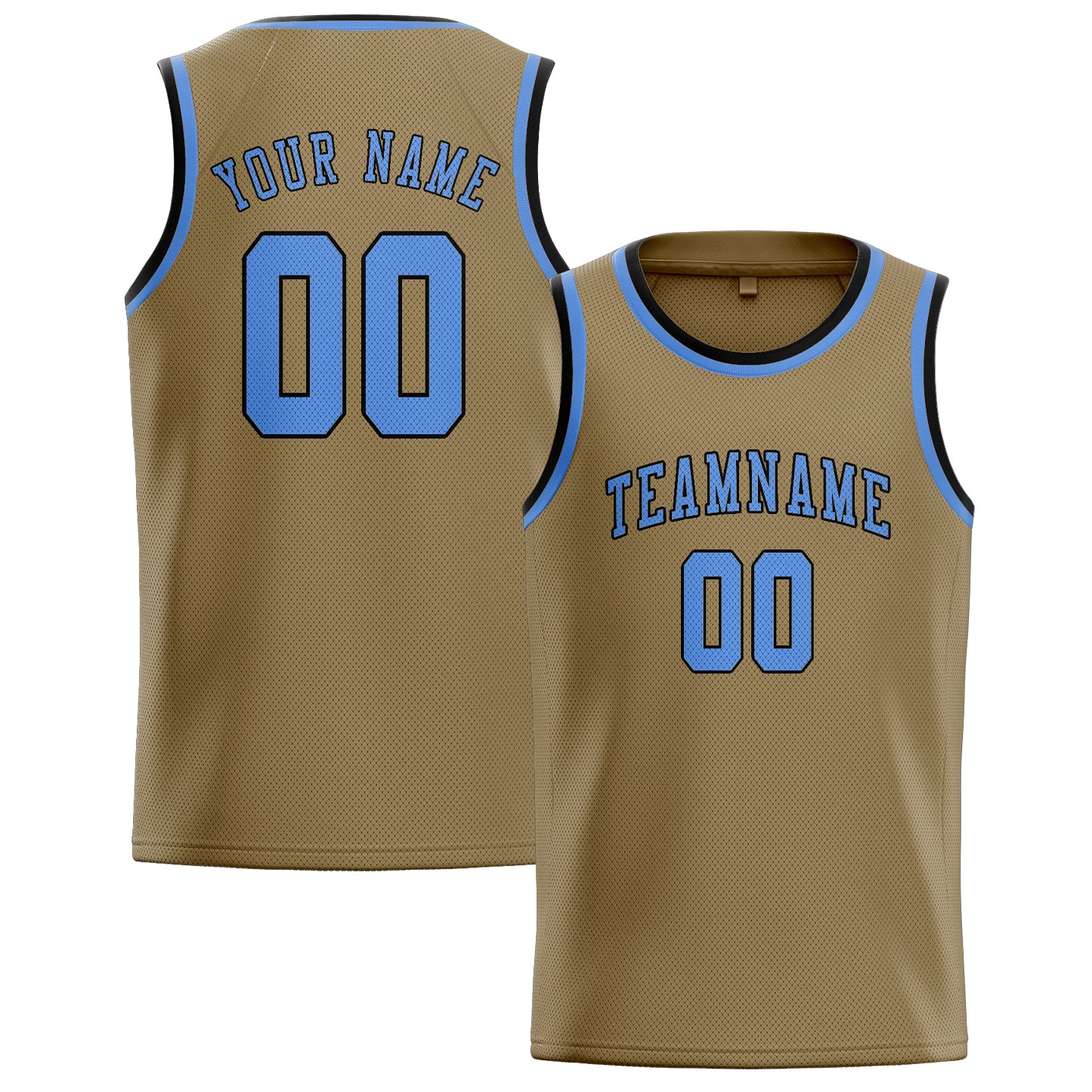 Custom Light Khaki Light Blue Basketball Jersey