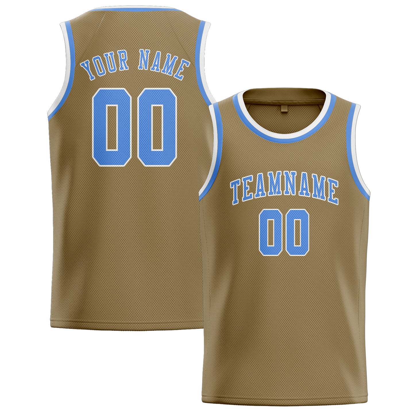 Custom Light Khaki Light Blue Basketball Jersey
