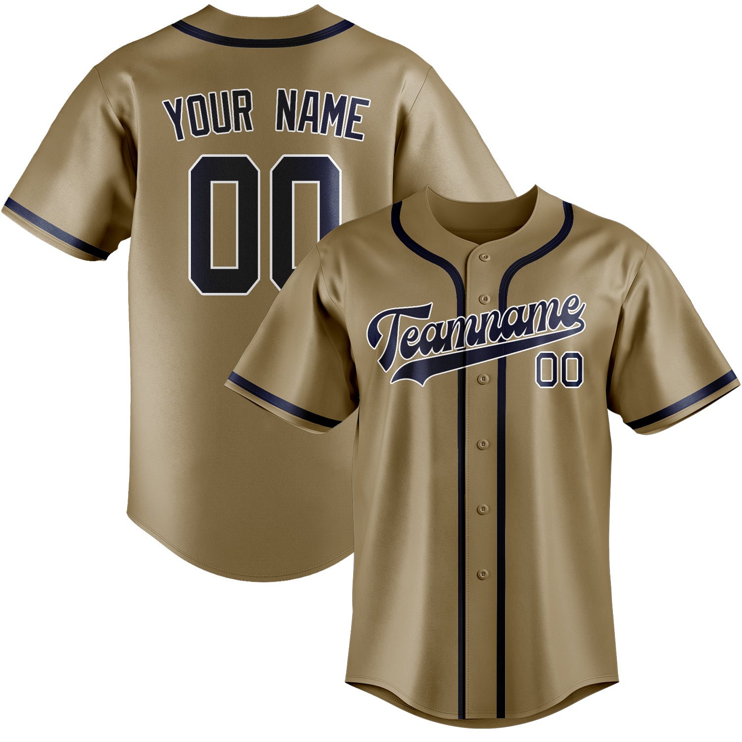 Custom Light Khaki Blue Baseball Jersey