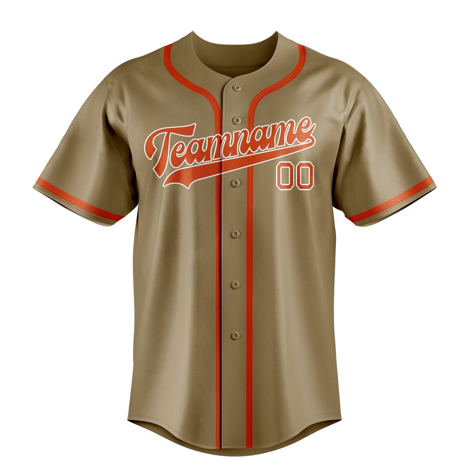 Custom Light Khaki Orange Red Baseball Jersey