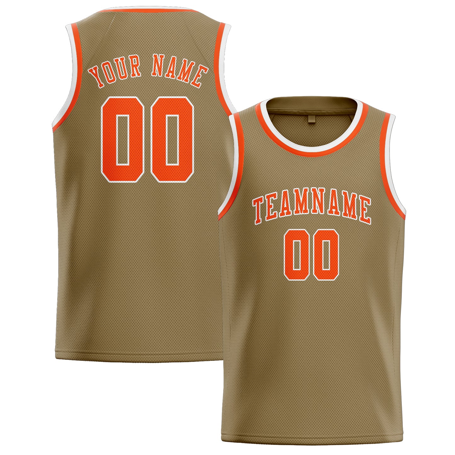 Custom Light Khaki Orange Red Basketball Jersey