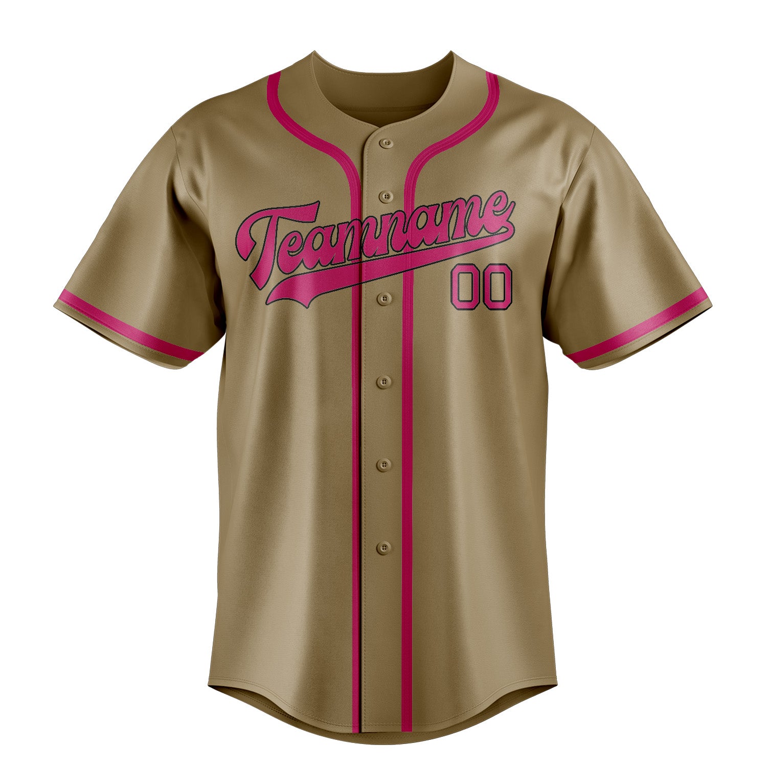 Custom Light Khaki Pink Baseball Jersey