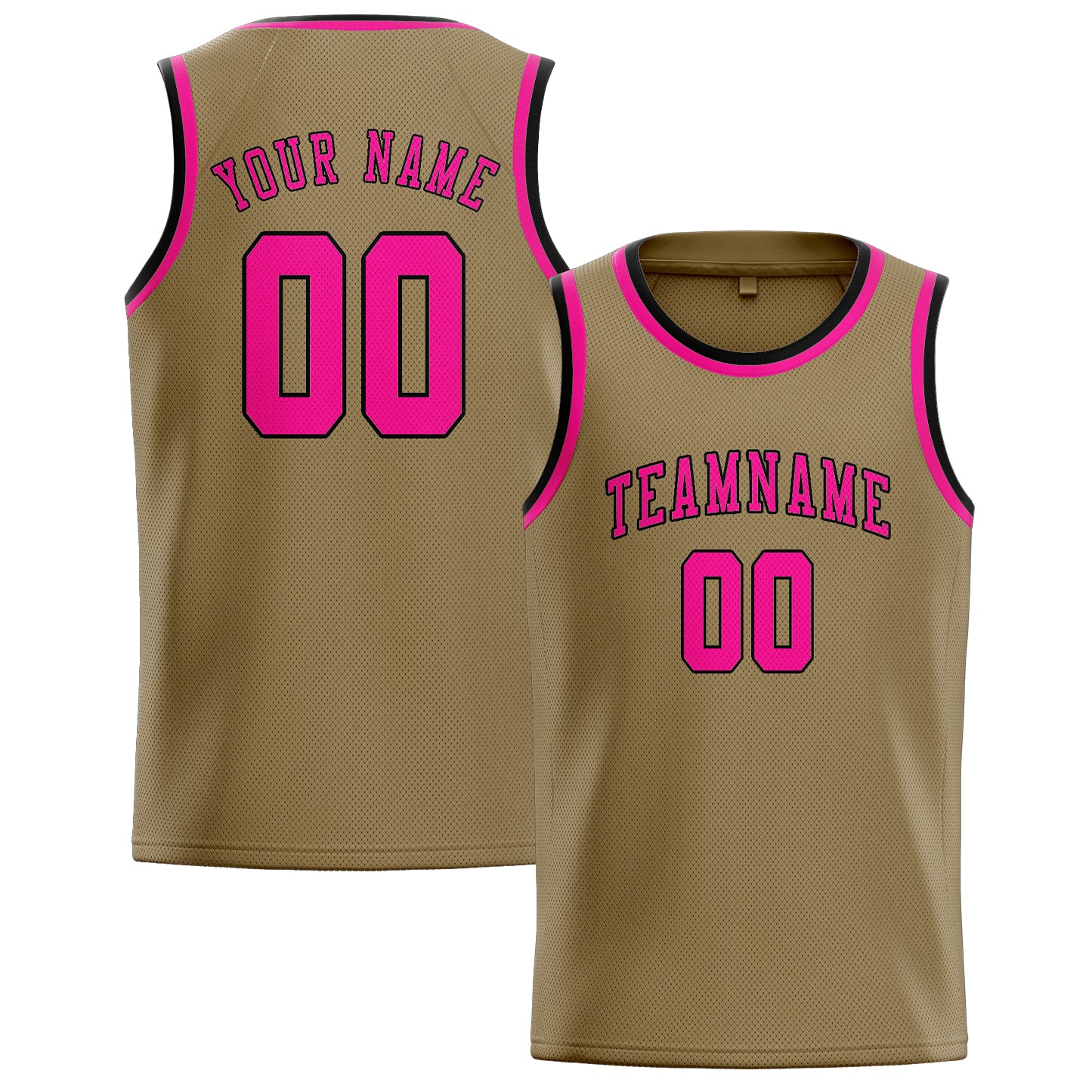 Custom Light Khaki Pink Basketball Jersey