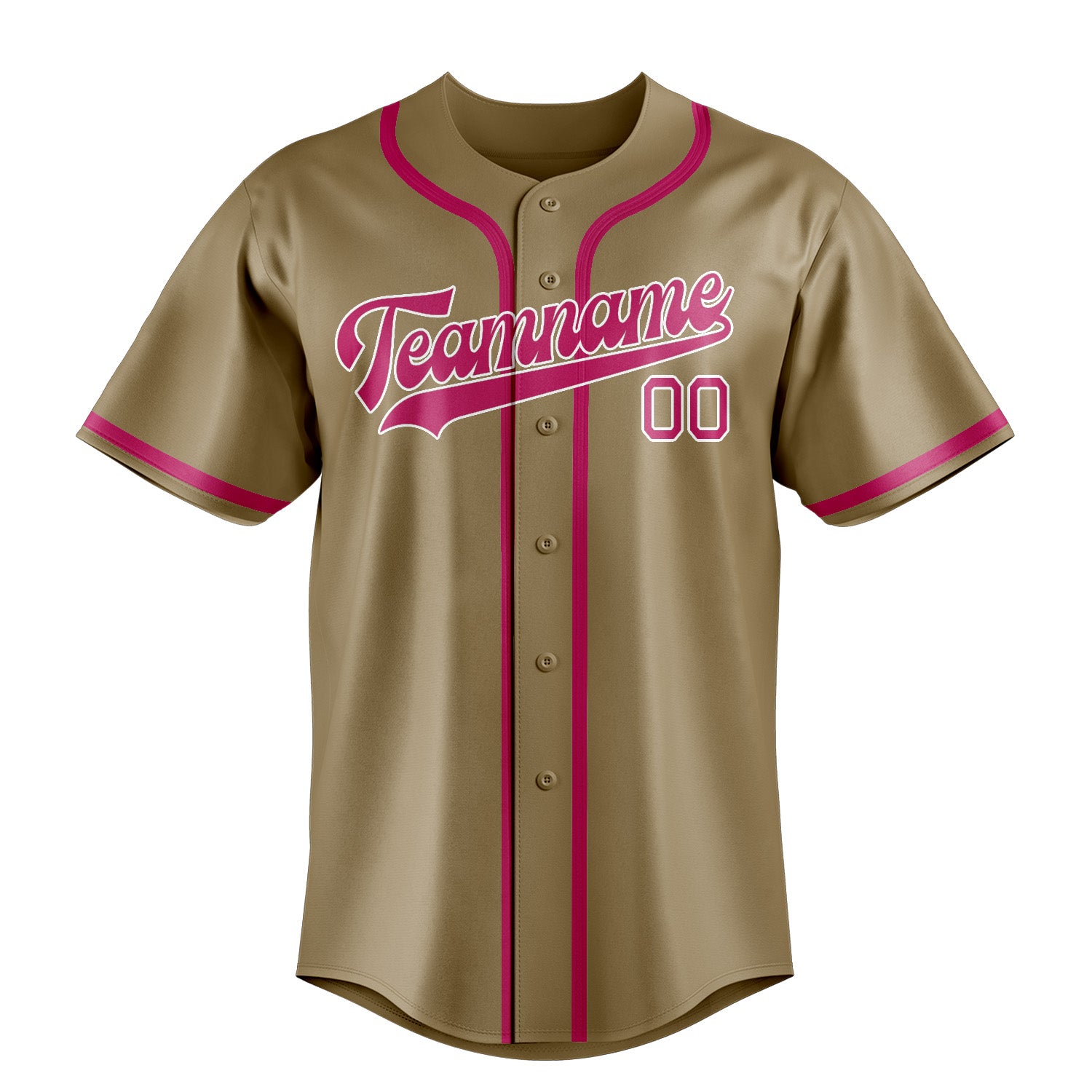 Custom Light Khaki Pink Baseball Jersey