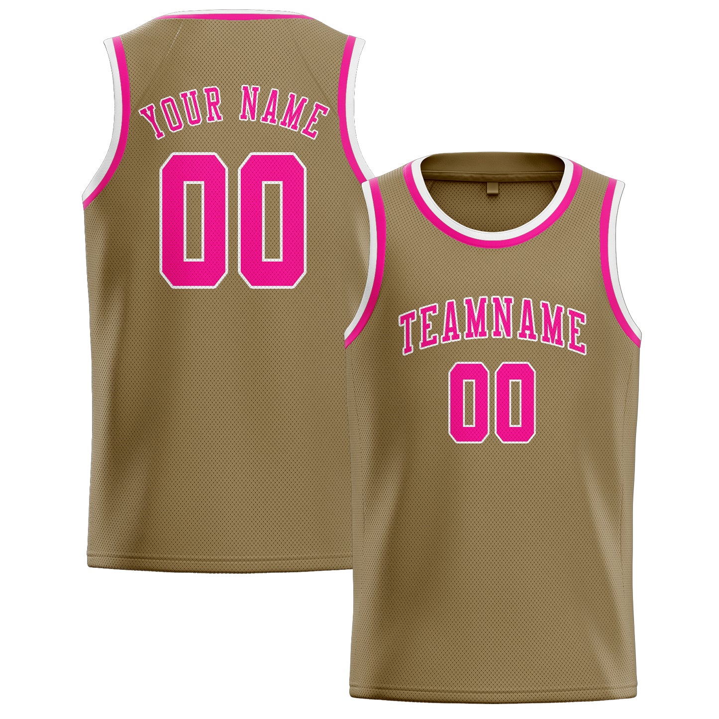 Custom Light Khaki Pink Basketball Jersey