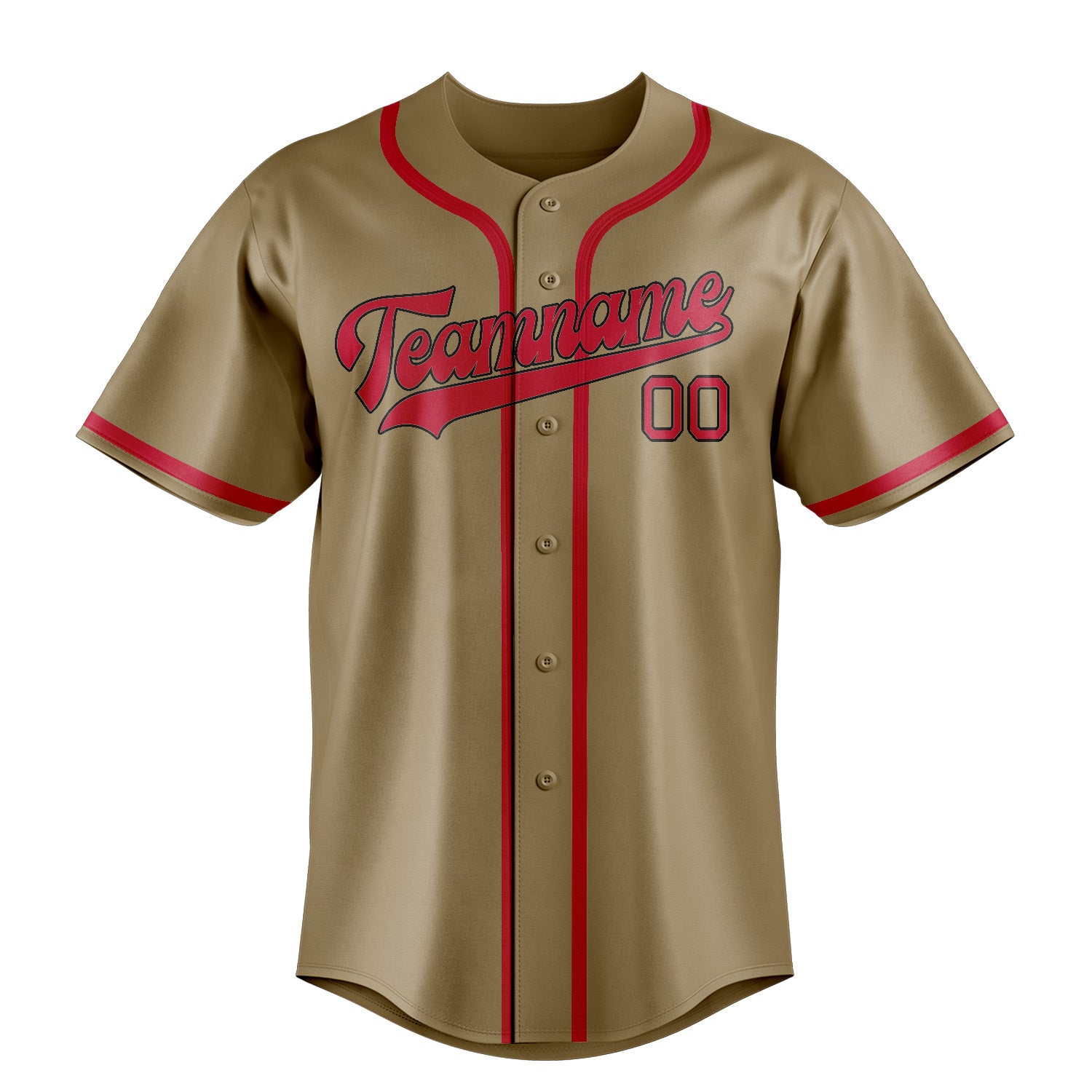 Custom Light Khaki Red Baseball Jersey