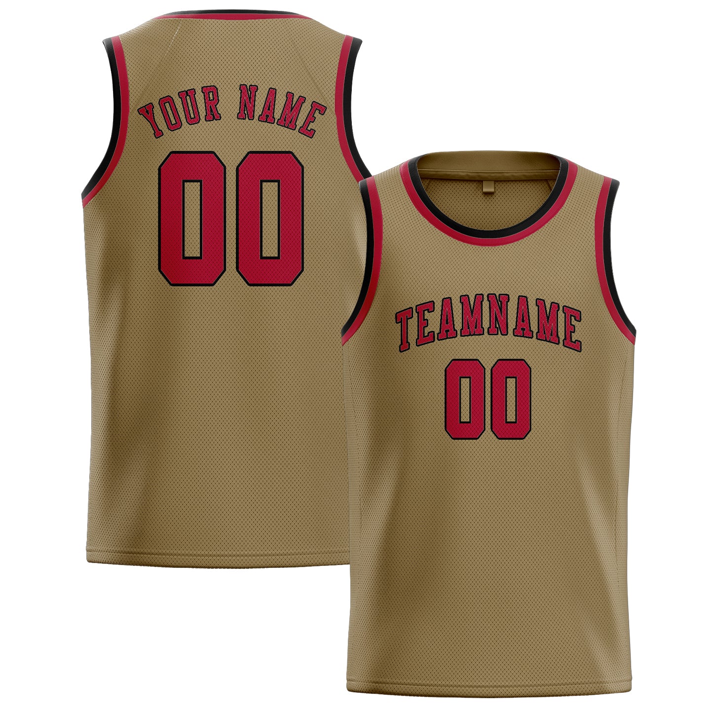 Custom Light Khaki Red Basketball Jersey