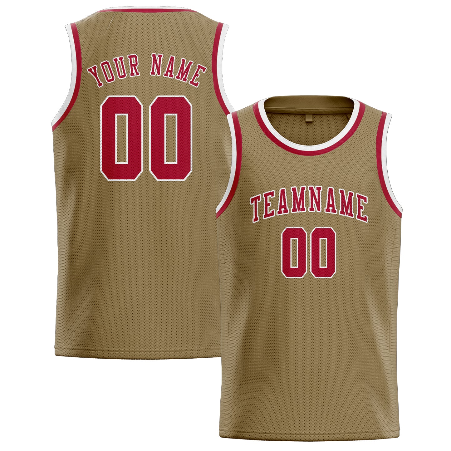 Custom Light Khaki Red Basketball Jersey