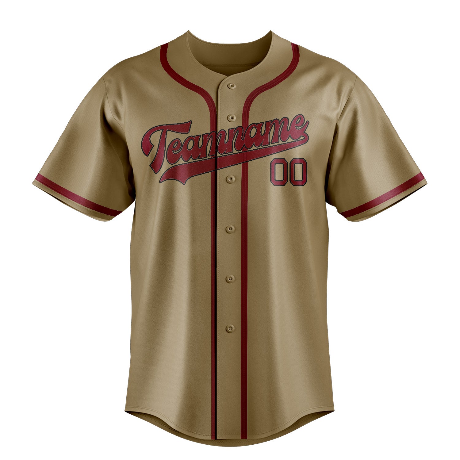 Custom Light Khaki Crimson Red Baseball Jersey