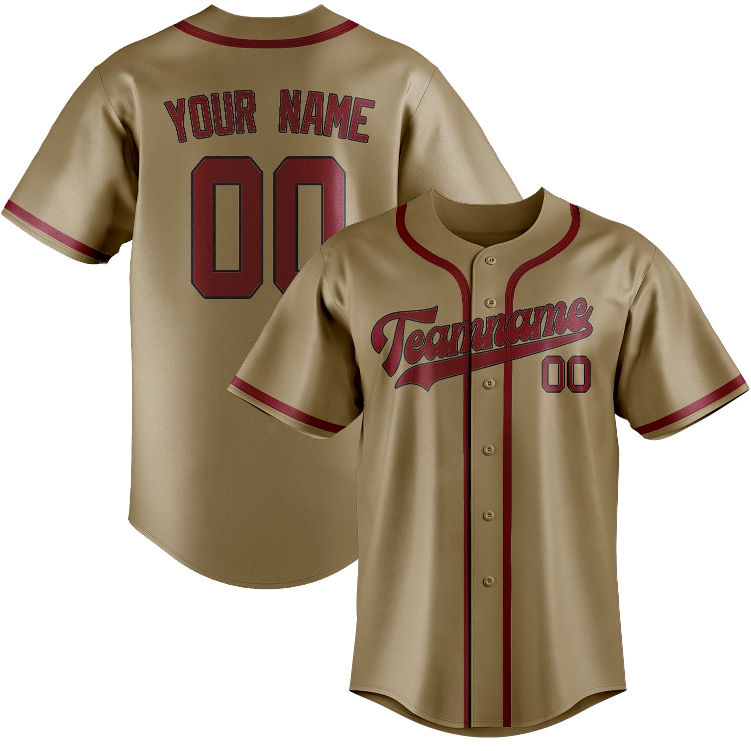 Custom Light Khaki Crimson Red Baseball Jersey