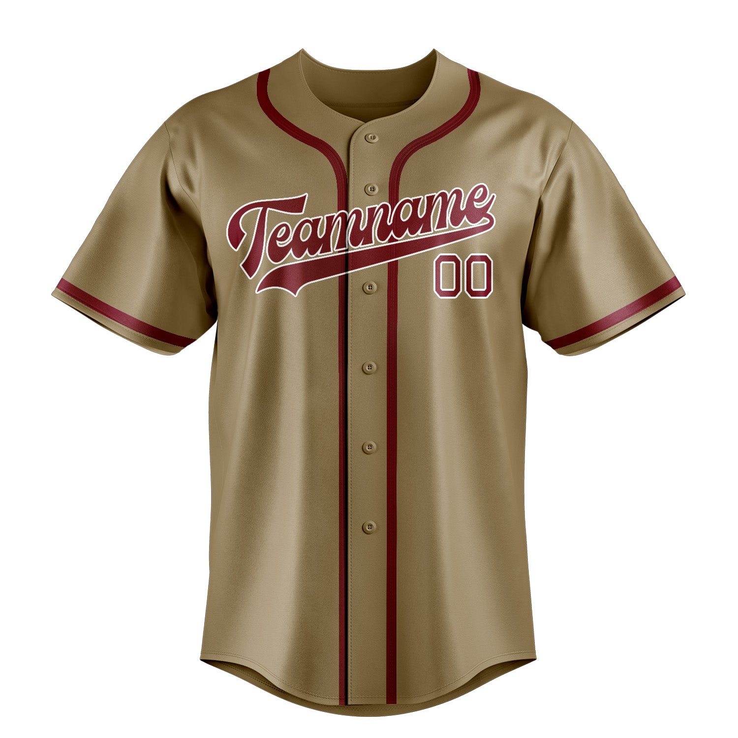 Custom Light Khaki Crimson Red Baseball Jersey