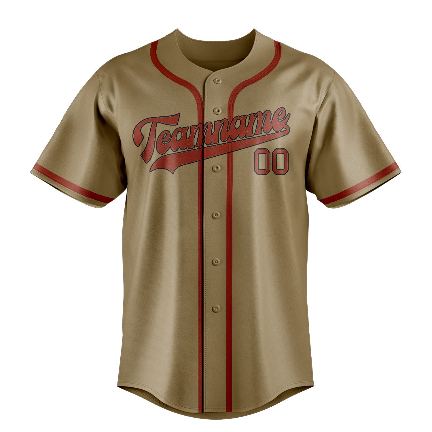 Custom Light Khaki Coral Red Baseball Jersey