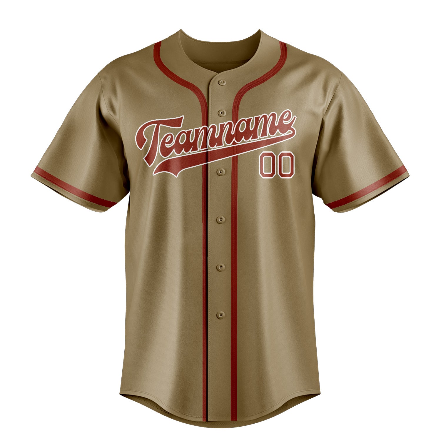 Custom Light Khaki Coral Red Baseball Jersey