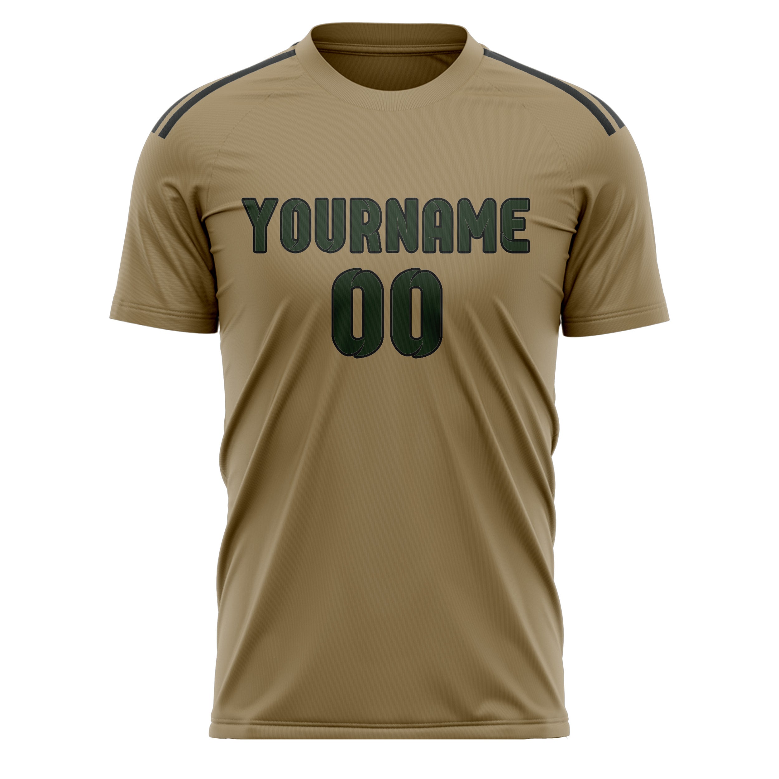 Custom Light Khaki Dark Green Soccer Jersey