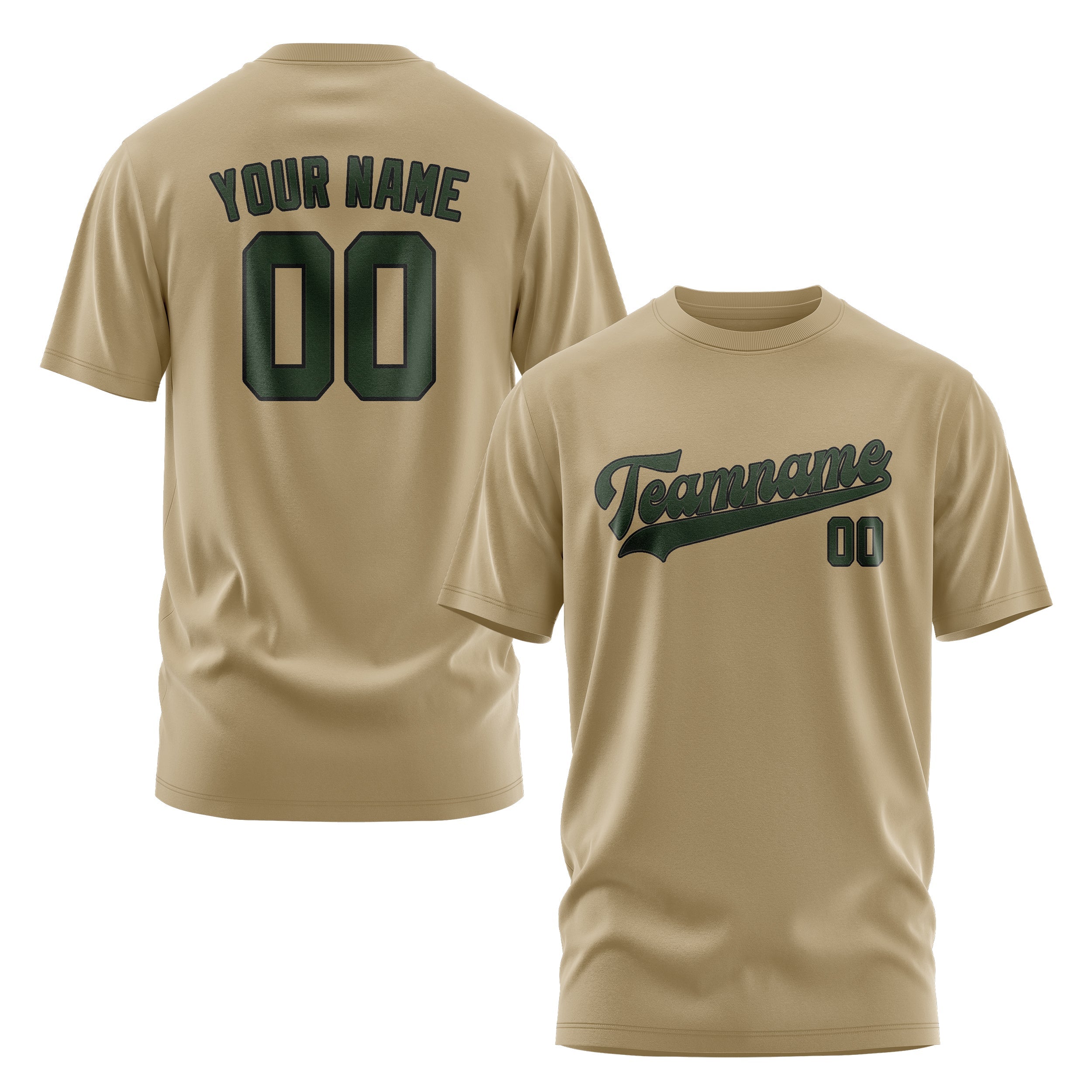 Custom Light Khaki Dark Green T-Shirt