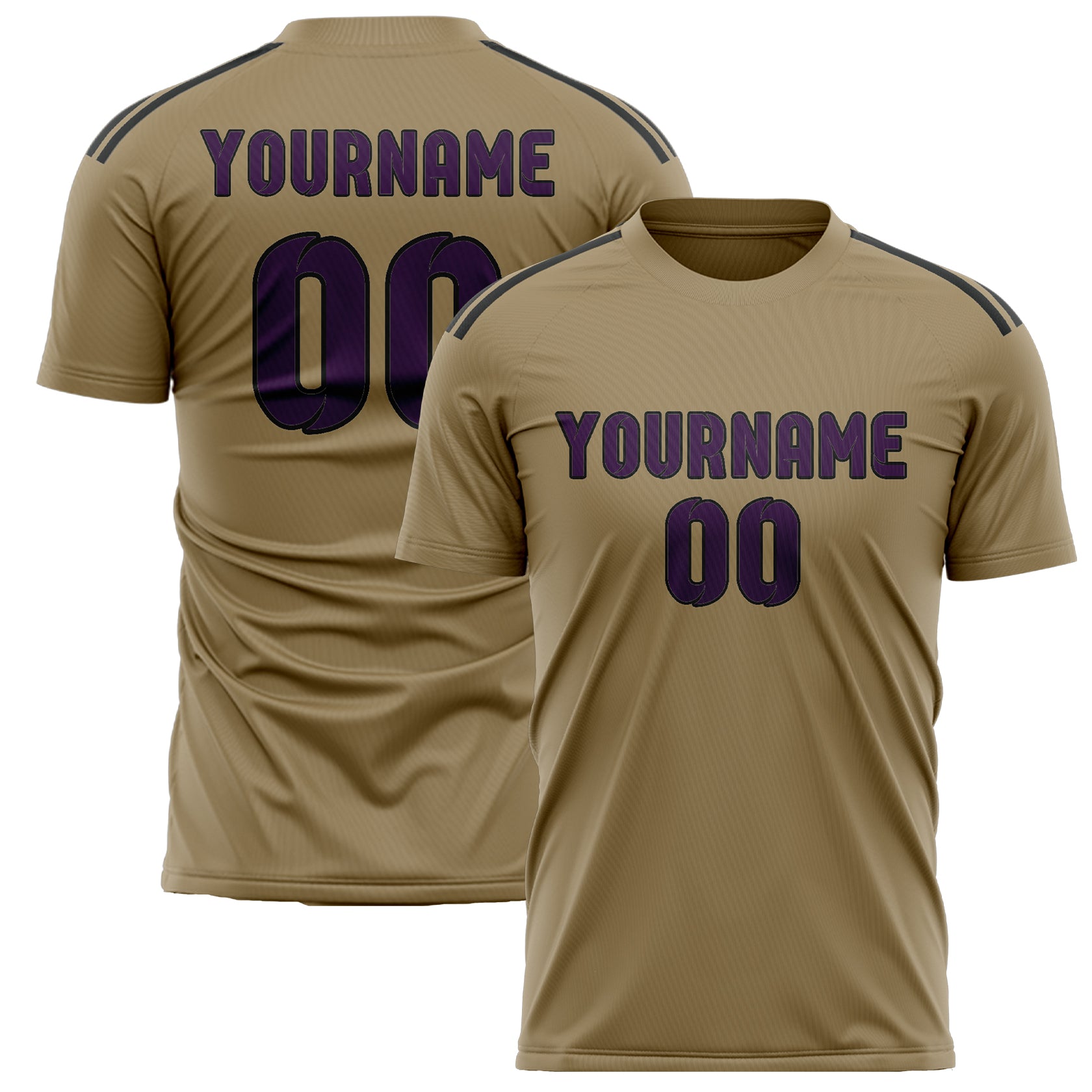 Custom Light Khaki Purple Soccer Jersey