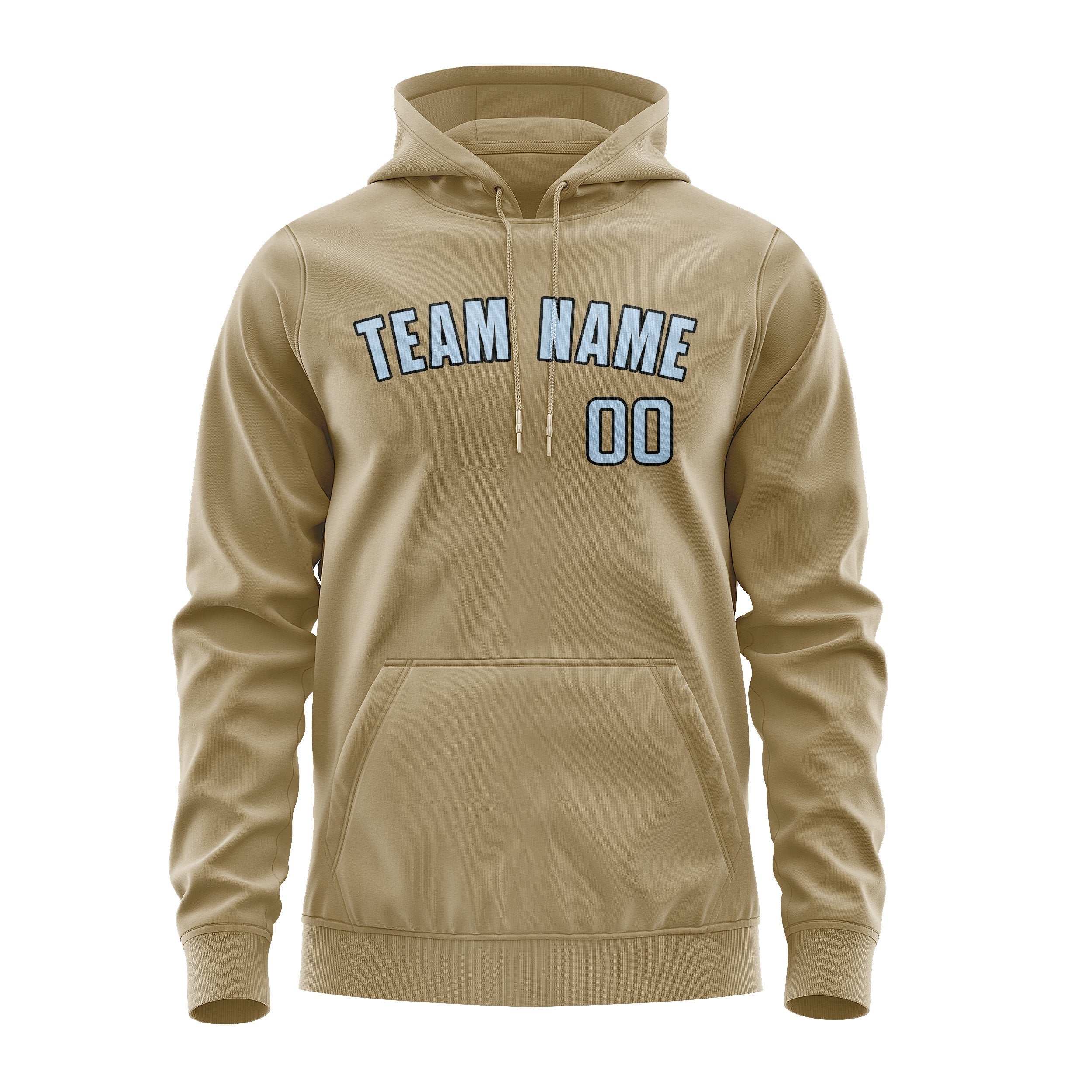 Custom Light Khaki Light Blue Hoodie