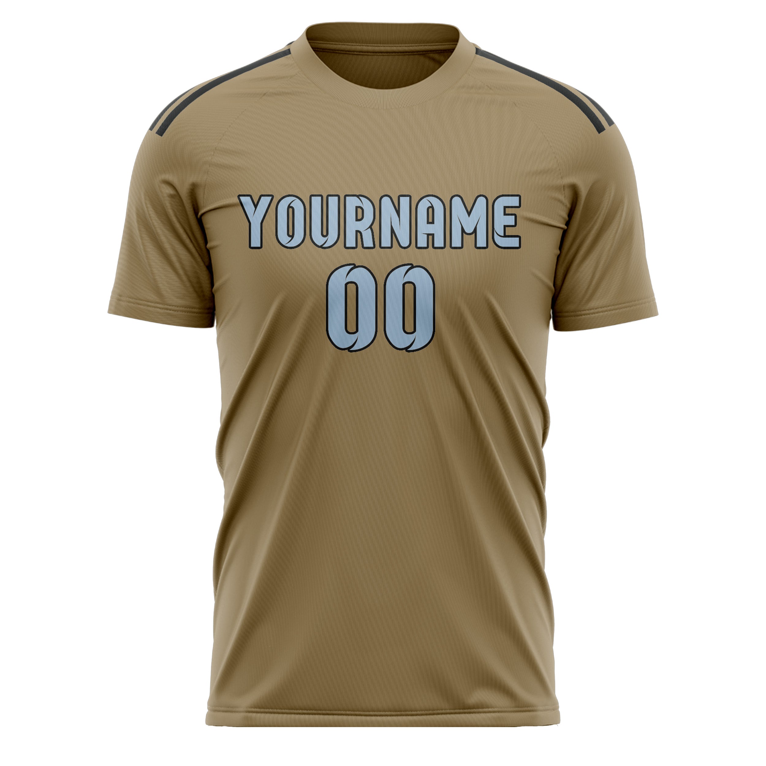 Custom Light Khaki Light Blue Soccer Jersey